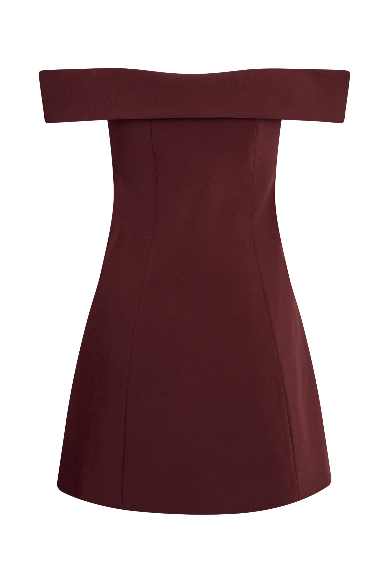 Noelle Off Shoulder Suiting Mini Dress - Mahogany Product Image