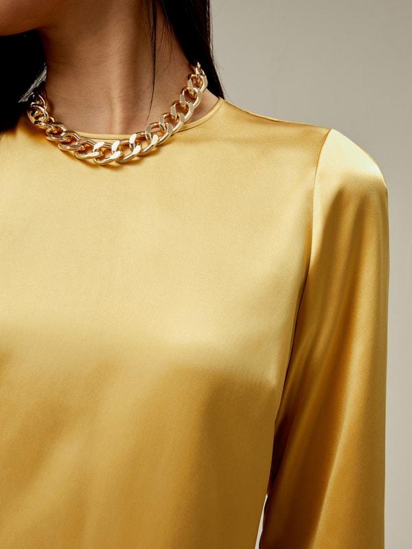 Minimalist Long Sleeve Silk Top Product Image