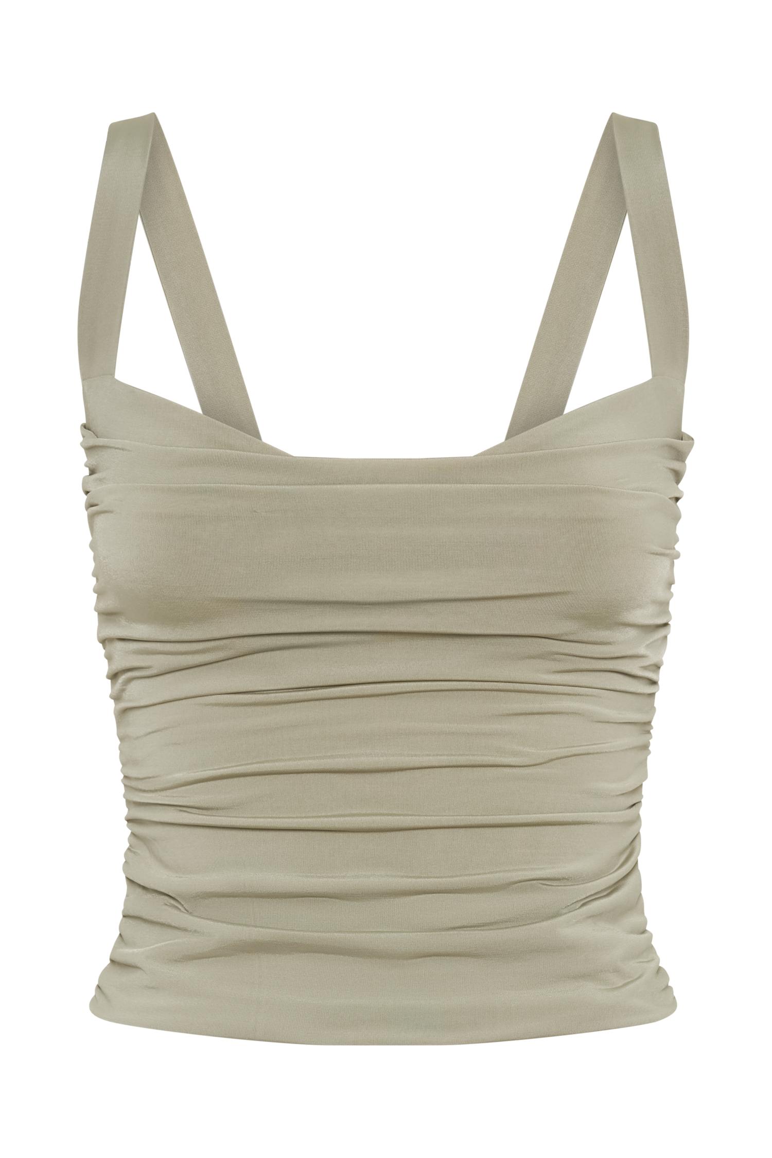 Hailey Slinky Long Line Sweetheart Top - Sage Product Image