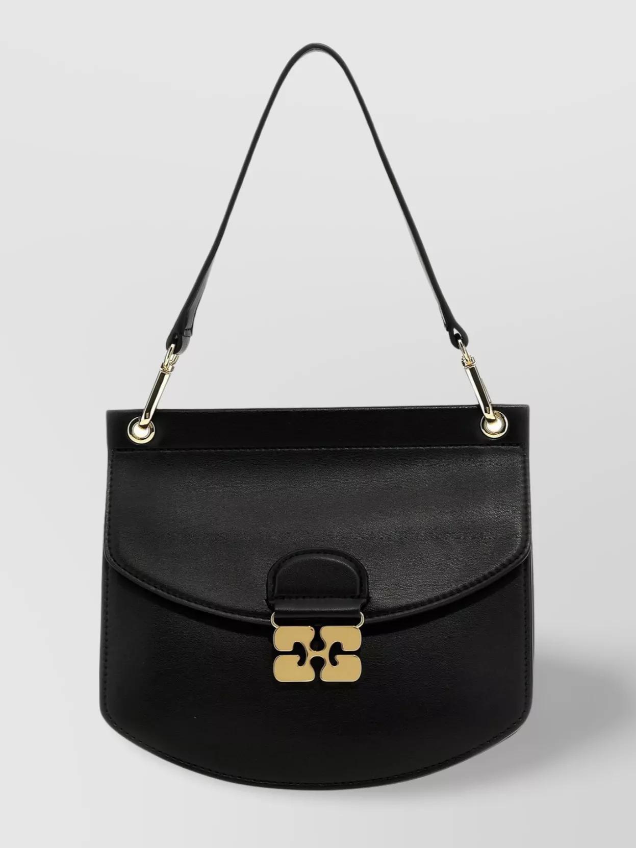 GANNI Small Shoulder Bag With Adjustable Strap And Gold-tone Hardware In Black Product Image