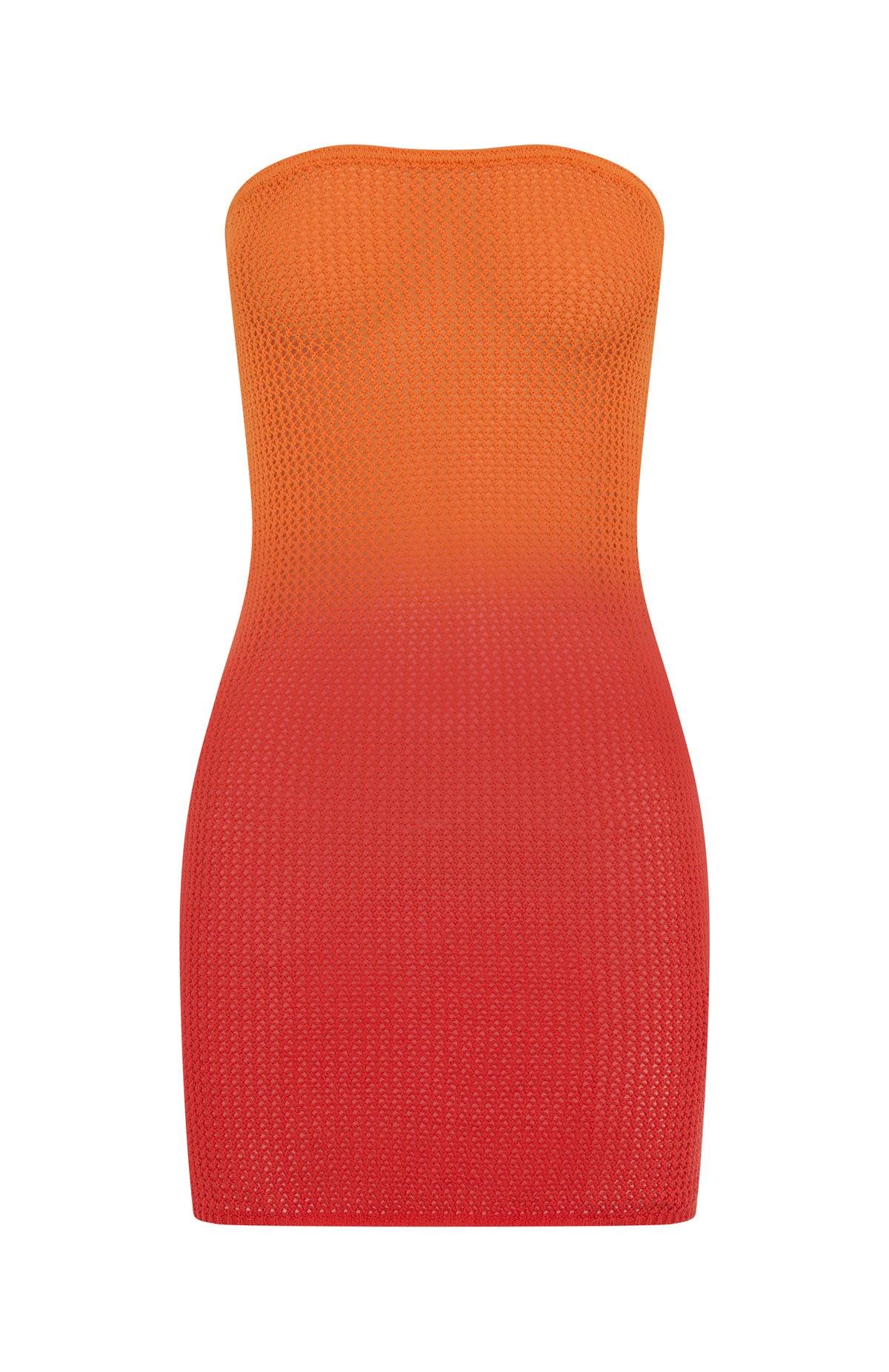 Hotter Than The Sun Crochet Mini Dress Flame Ombre Product Image