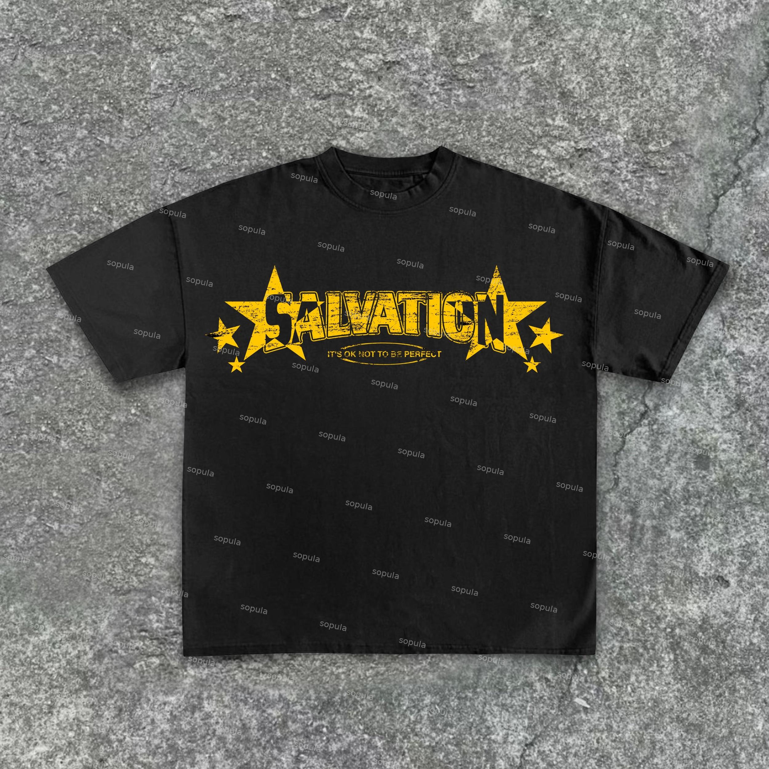 Men's God S Blessings Alphabet Slogan Print Cotton T-Shirt Product Image