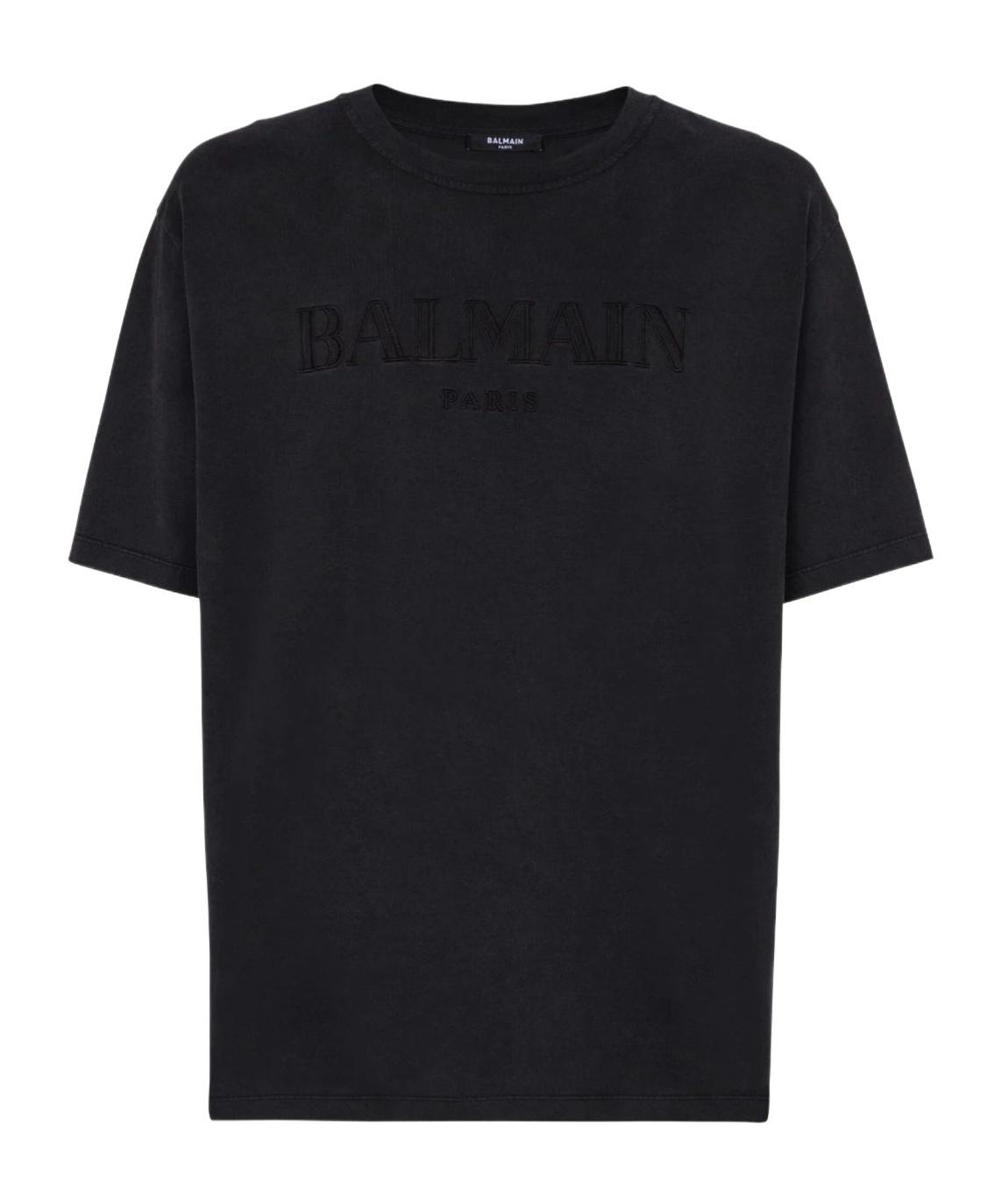 BALMAIN Logo-embossed Cotton T-shirt In Black Product Image