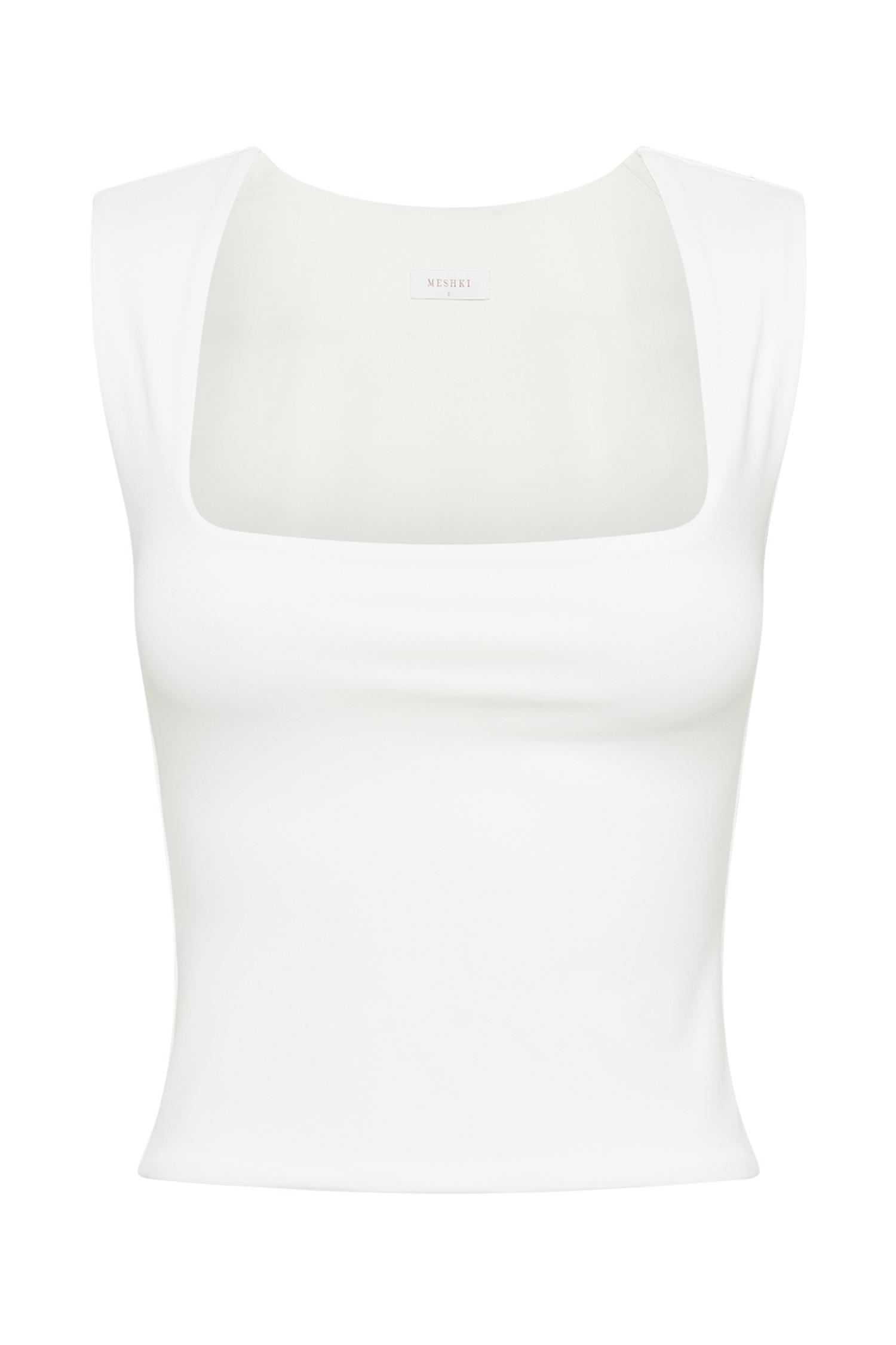 Linley Recycled Nylon Long Line Top - White Product Image