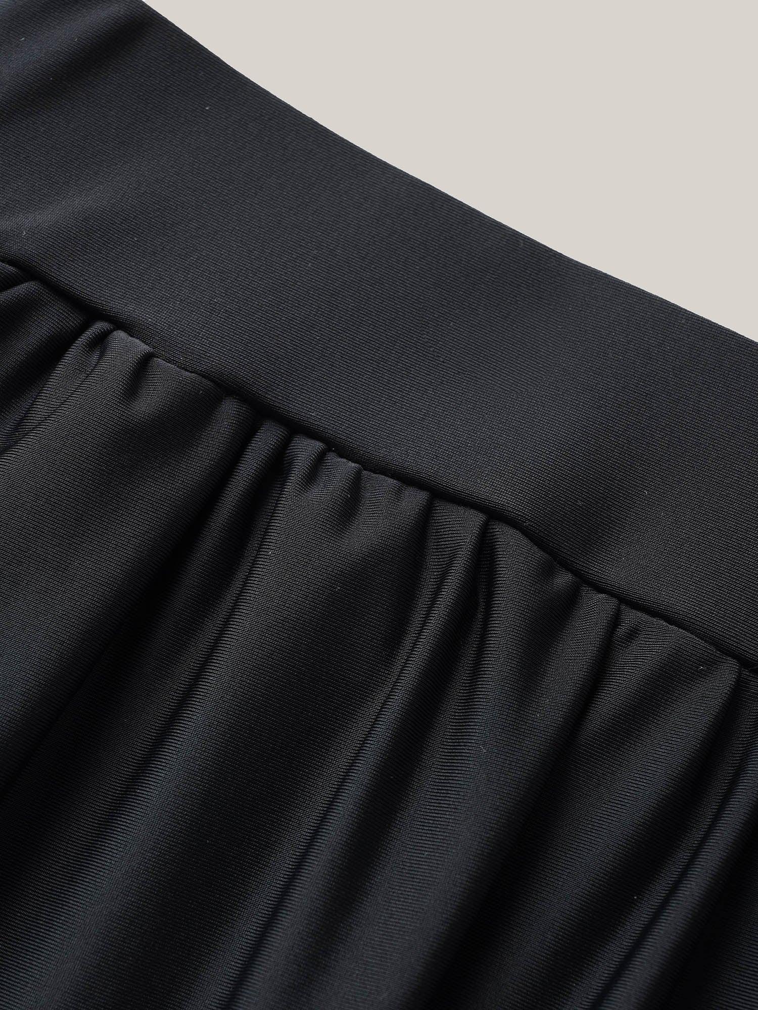 High Waisted Pockets Solid Pleated Swim Bottom Female Product Image