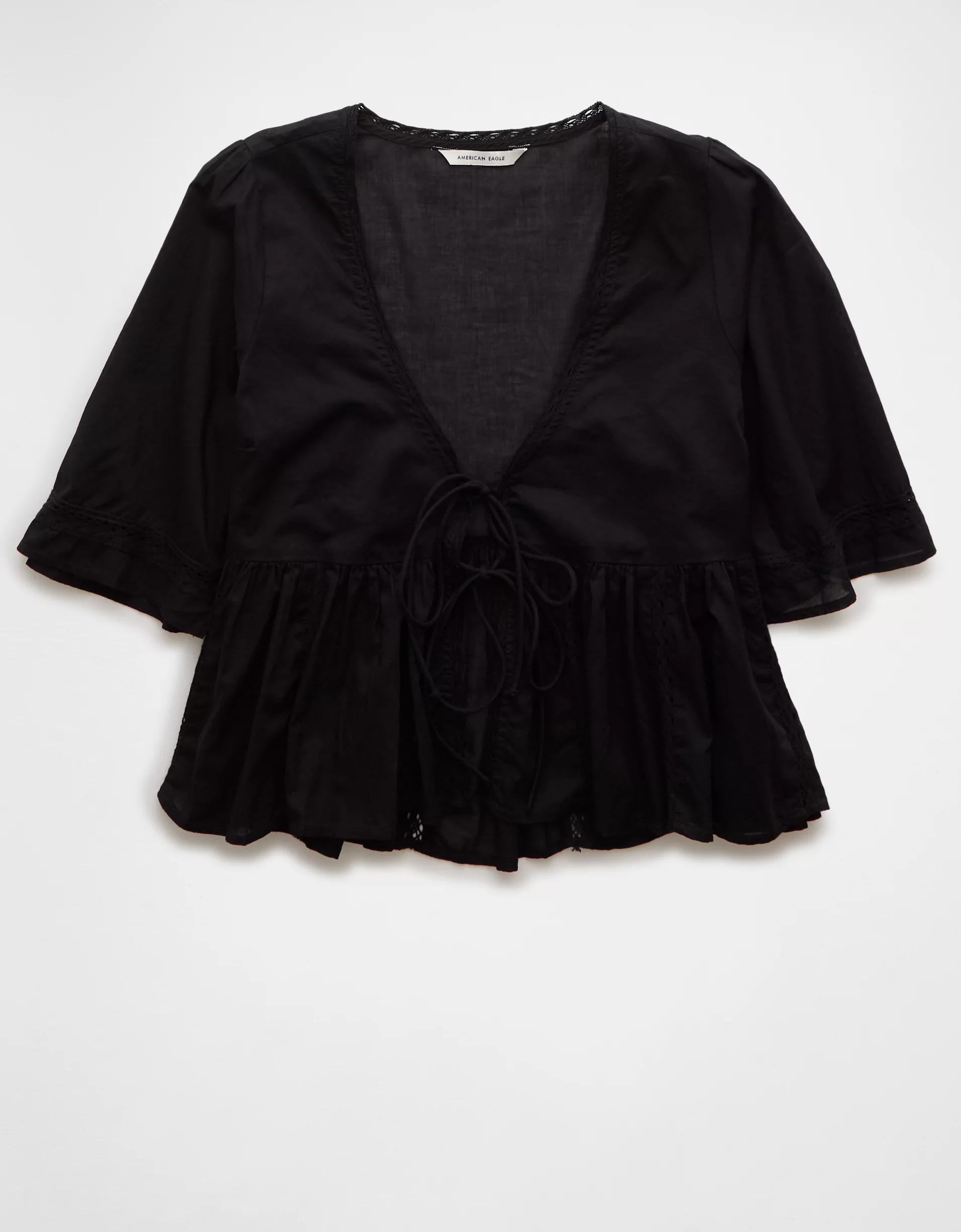 AE Tie Front Bell Flyaway Shirt Product Image