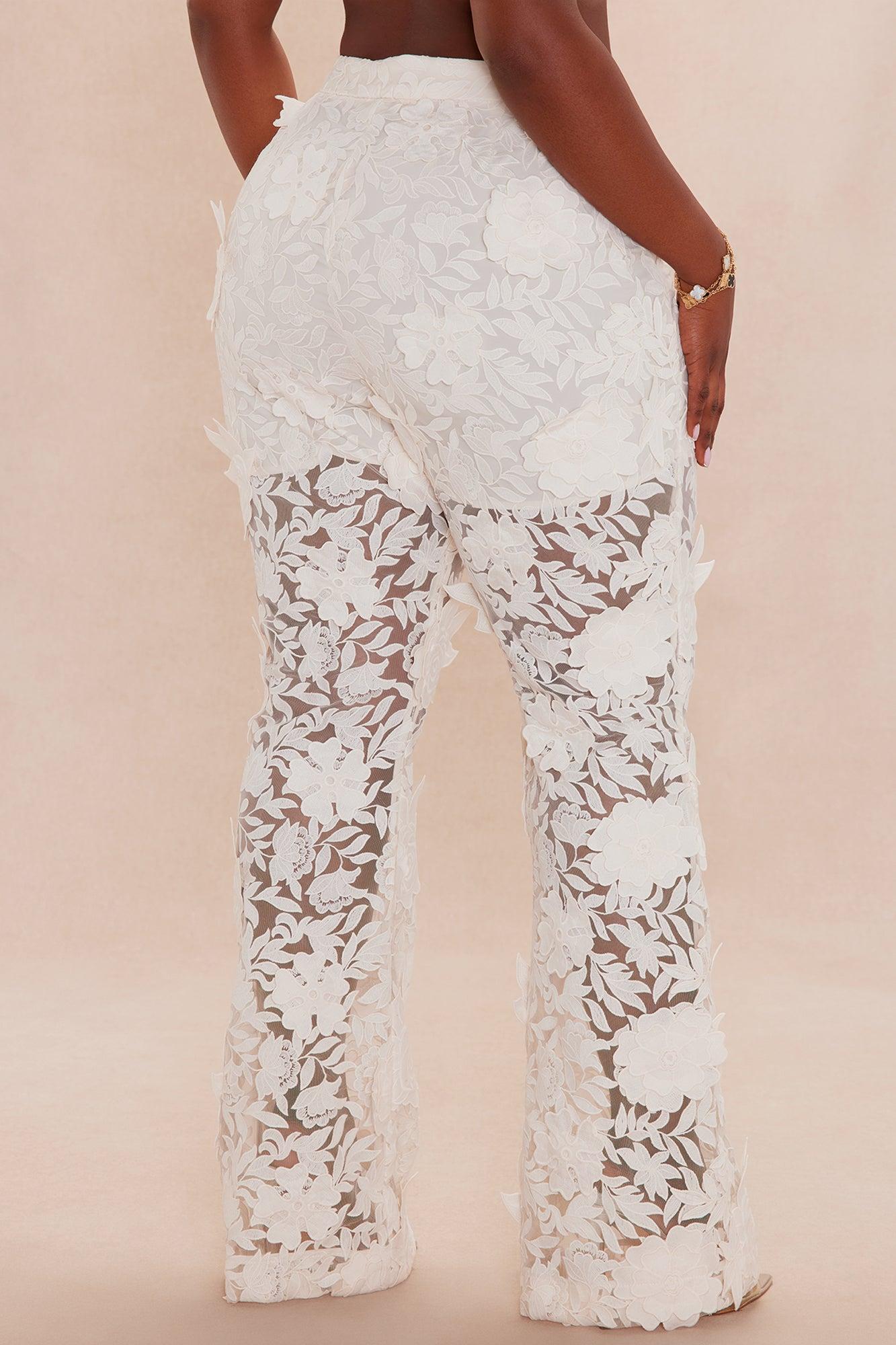 Catalina Embroidered Pant - Cream Female Product Image