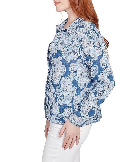 Ruby Rd. Soft Tencel™ Paisley Print Point Collar Long Sleeve Button-Front Jacket Product Image