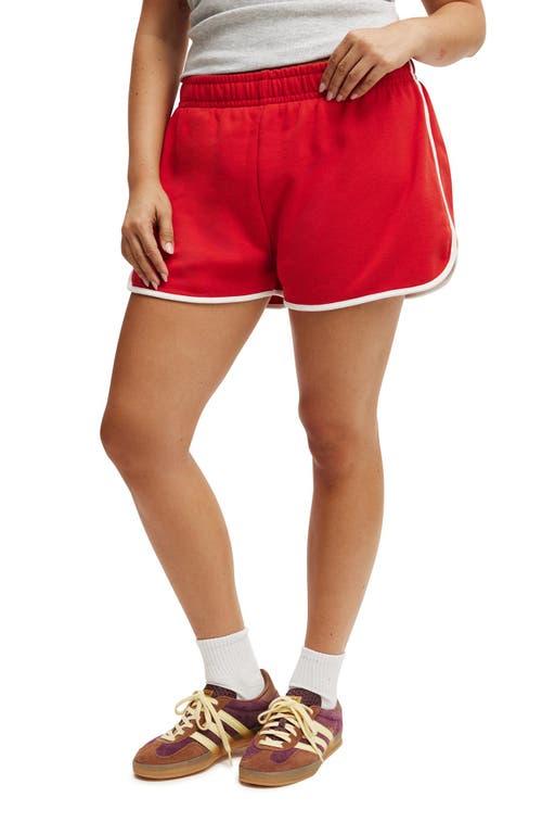 Cotton On Women's Dolphin Hem Micro Mini Short in Red Poppy White at Nordstrom, Size Small Product Image