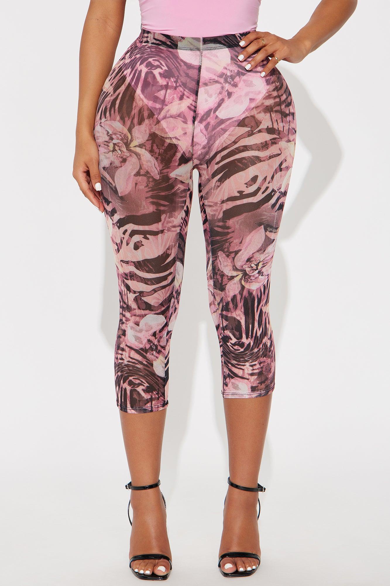 That's Hot Animal Print Mesh Capri Legging - Pink/combo Product Image