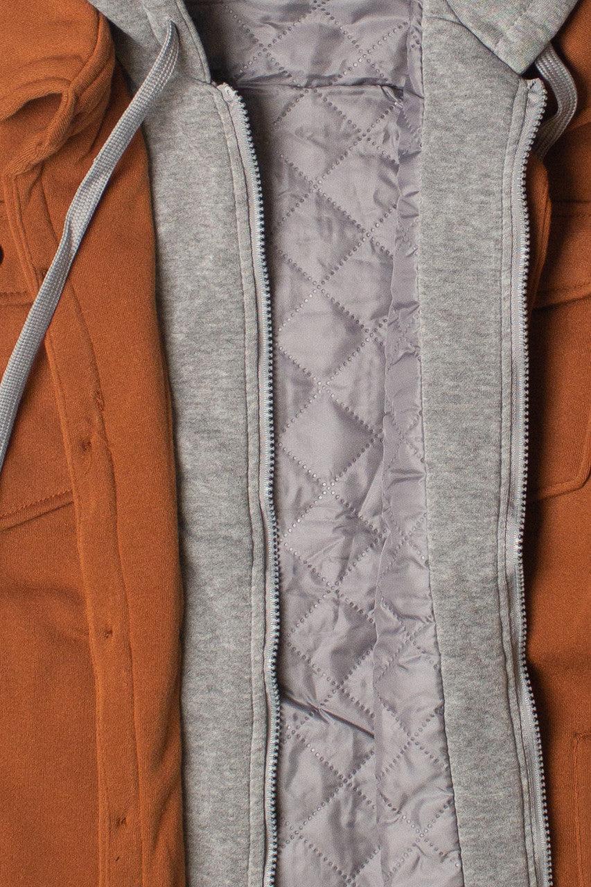 Double Layer Quilted Lining Hoodie Jacket Product Image
