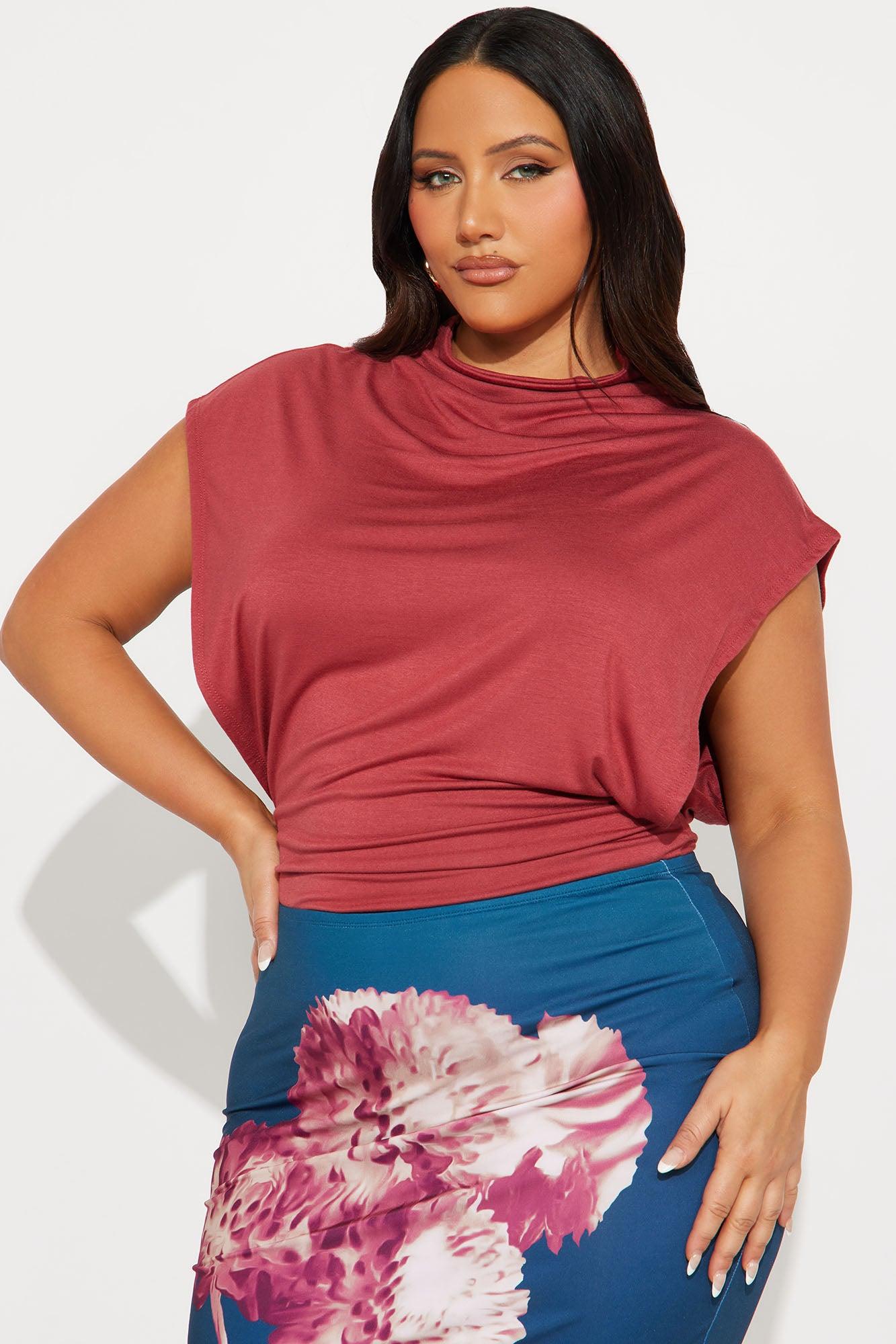 Audra Double Lined Turtle Neck Bodysuit - Rust Female Product Image