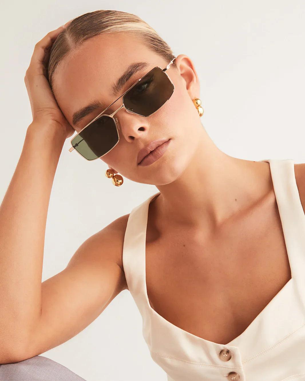Banbe | The Barbara Sunglasses | Light Gold Green Product Image