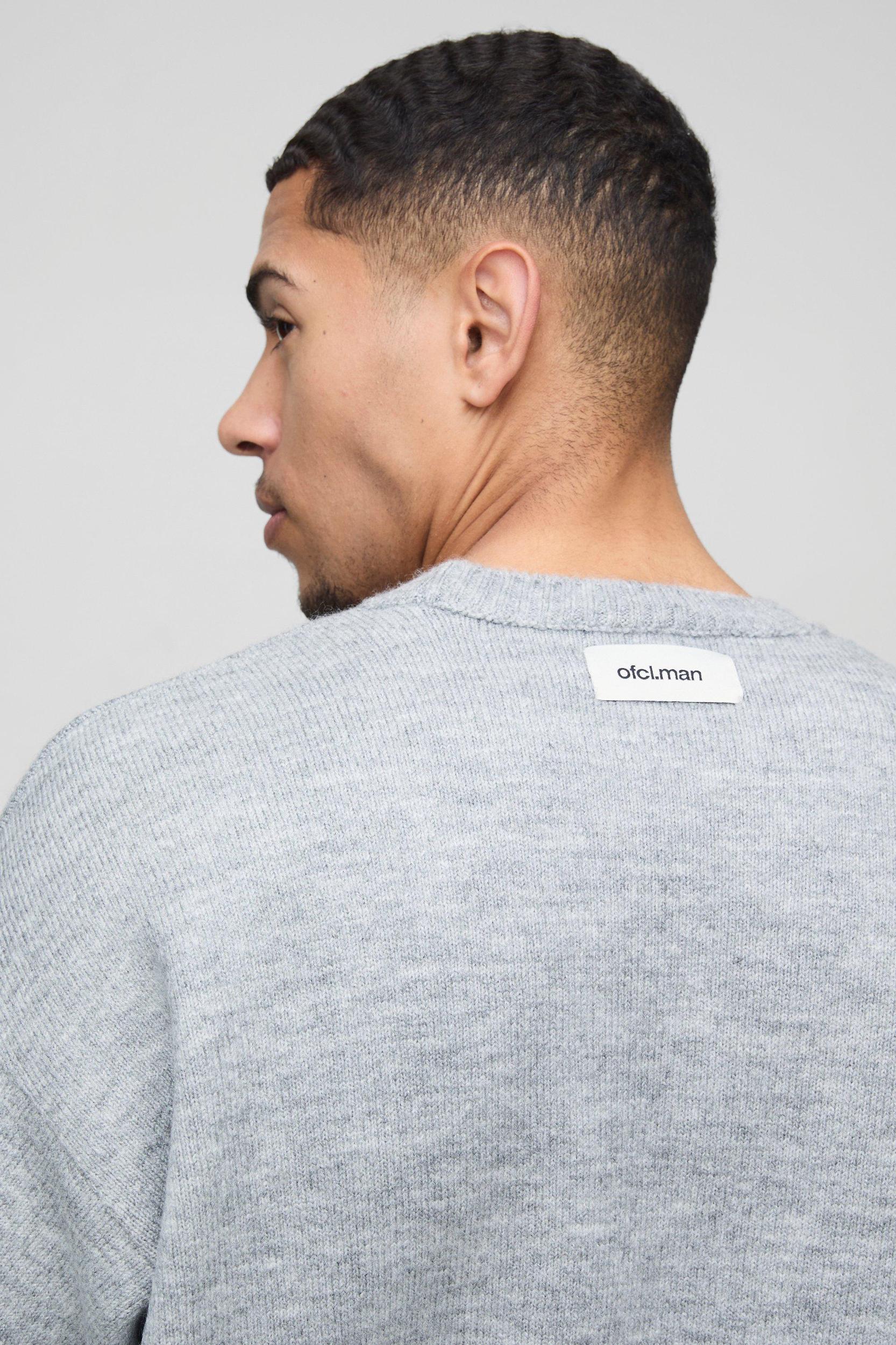 Oversized Fluffy Knitted Sweater | boohooMAN USA Product Image