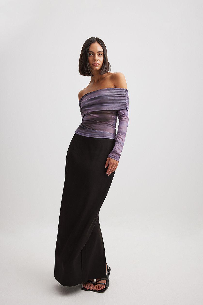 Off Shoulder Mesh Top Purple Product Image