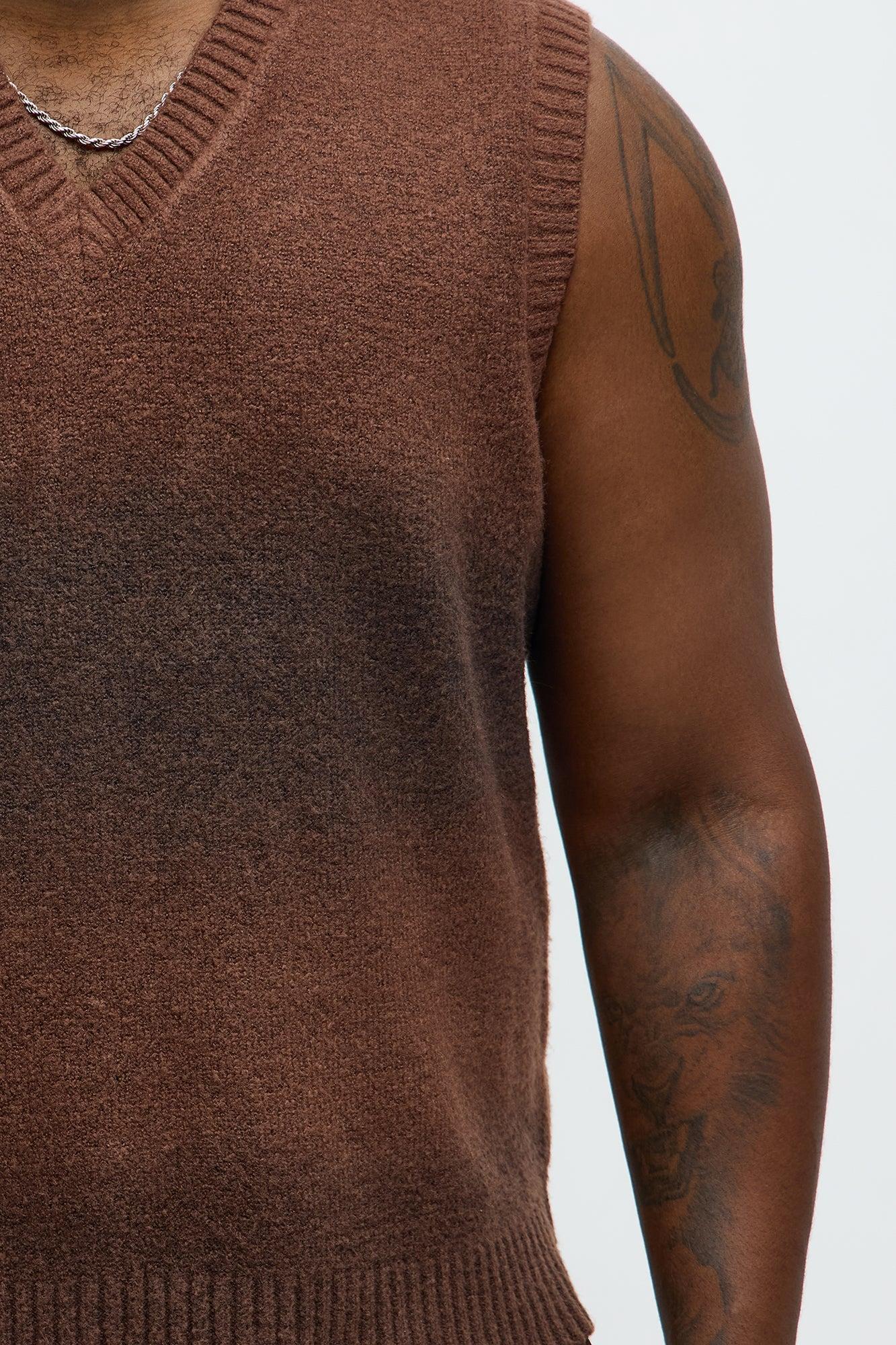 Mohair Like Sweater Vest - Brown/combo Male Product Image