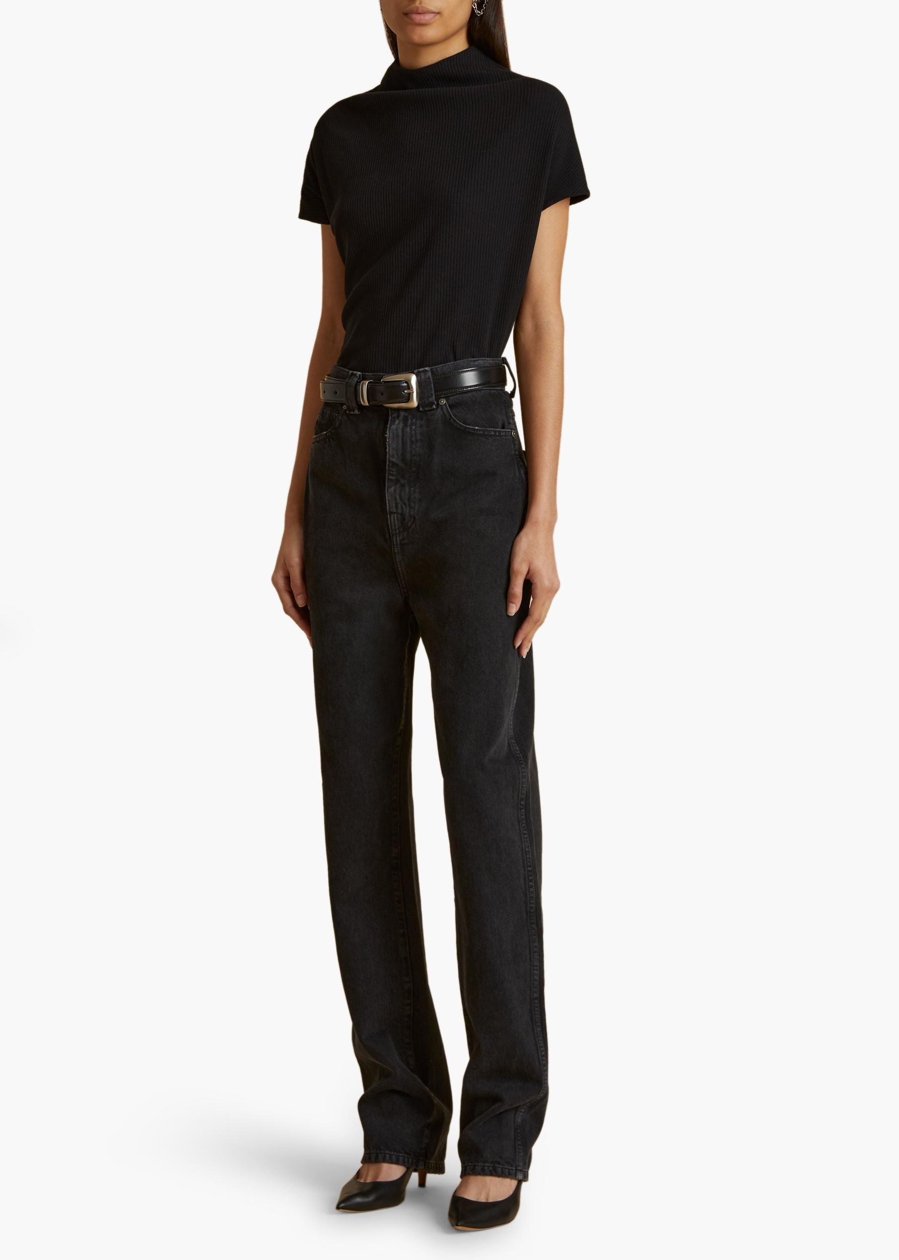 Benny Belt in Black Leather with Silver Product Image