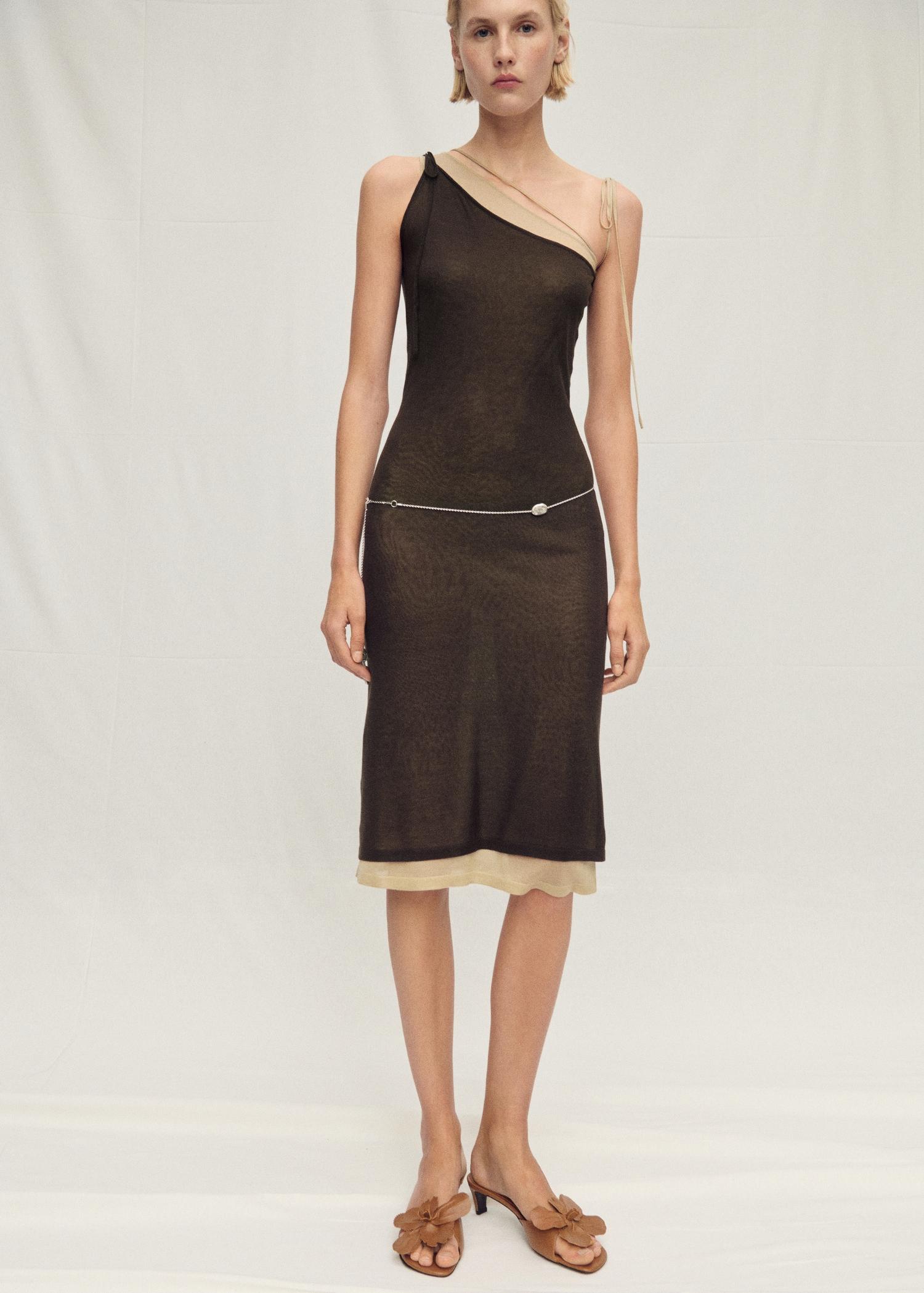 Combined lyocell knitted dress - Women | MANGO USA Product Image