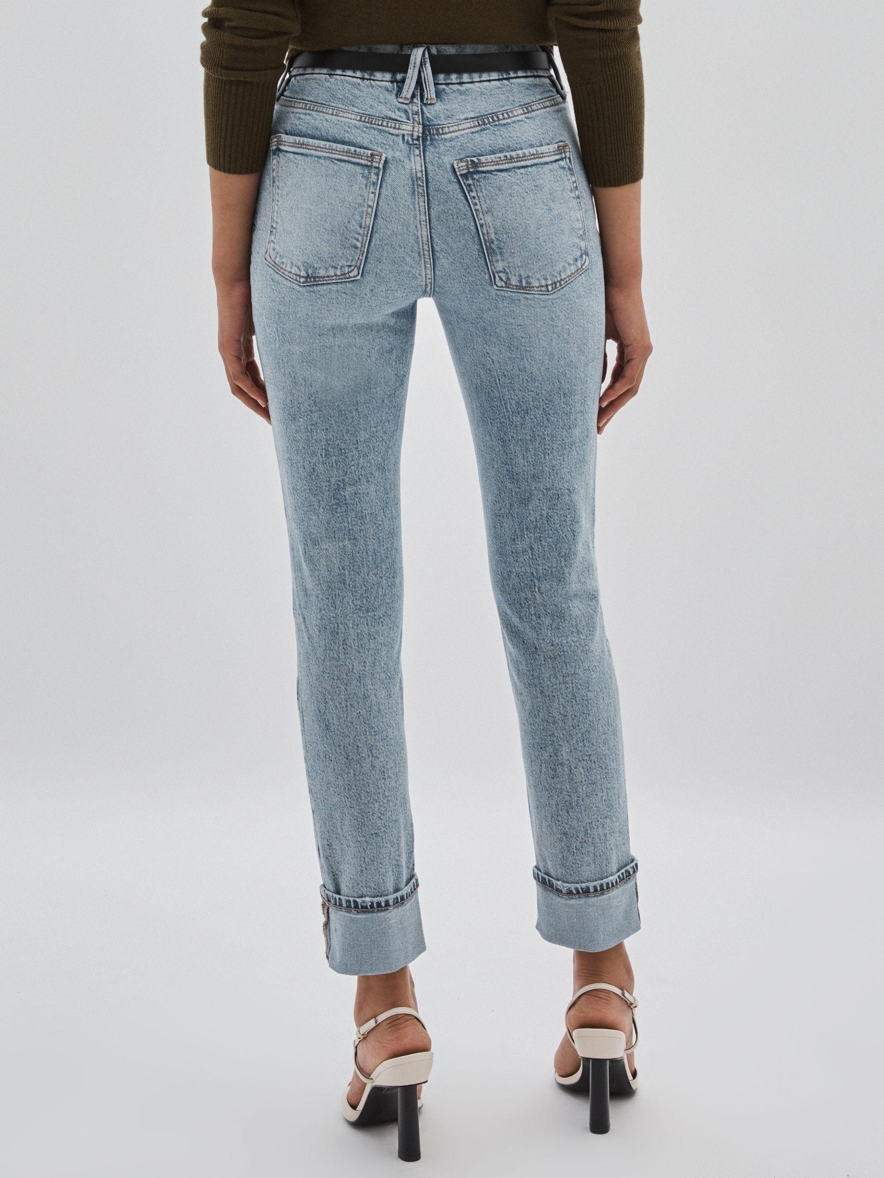 Cropped Denim Jeans in Mid Blue Product Image