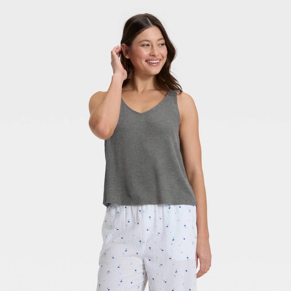 Women's Cozy Ribbed Pajama Tank Top - Auden™ Brown 3X Product Image