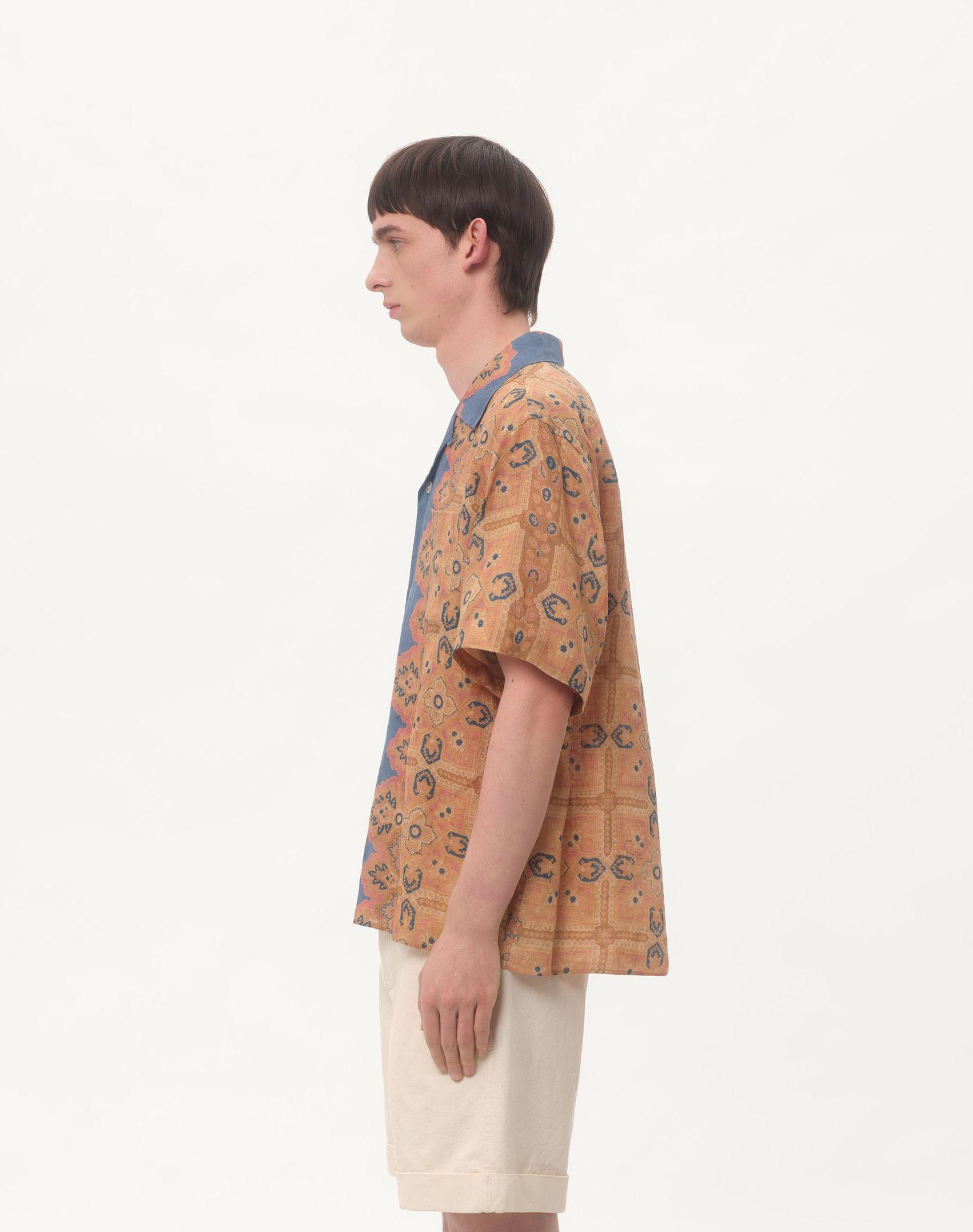 Linen Bowling Shirt With Voyage Imaginaire Print Product Image