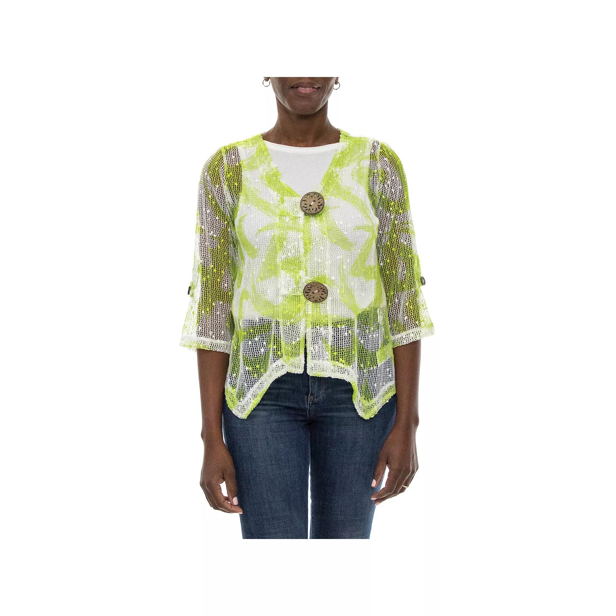 Womens Nina Leonard Print Sheer Cardigan Product Image