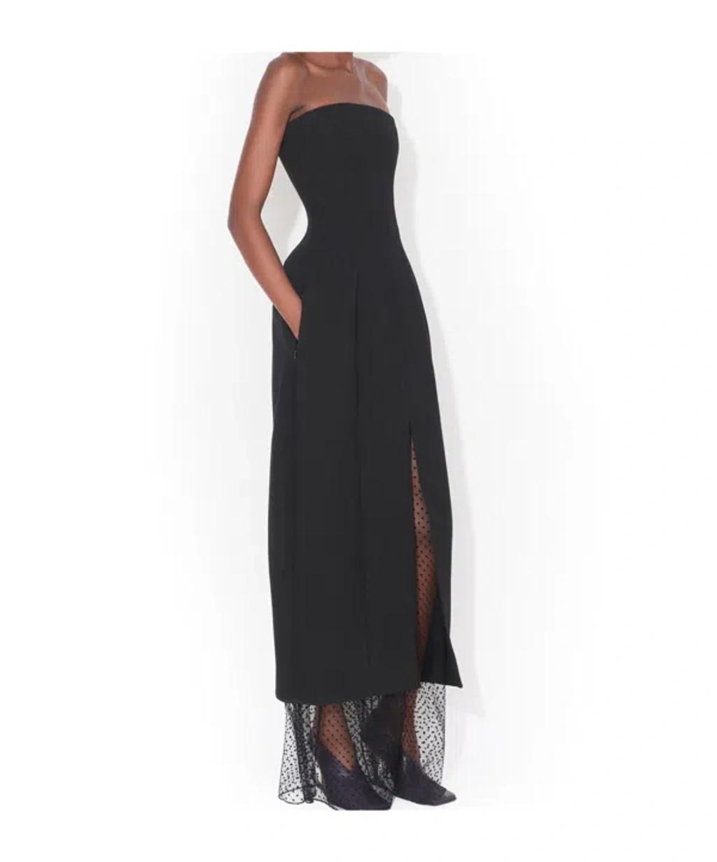 ALAÏA Strapless Dress In Textured Wool In Black Product Image
