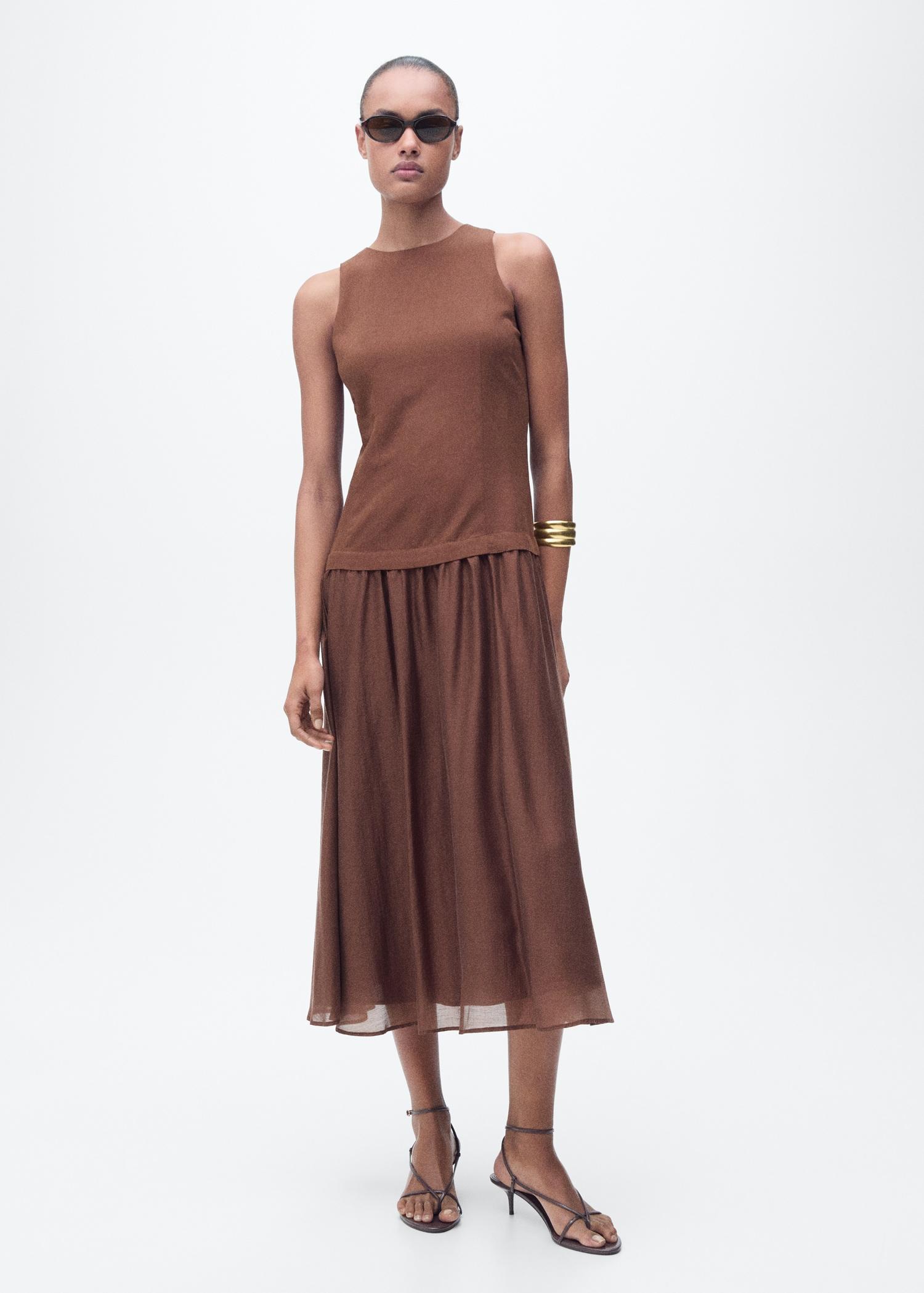 Combined fabric midi-dress - Women | MANGO USA Product Image