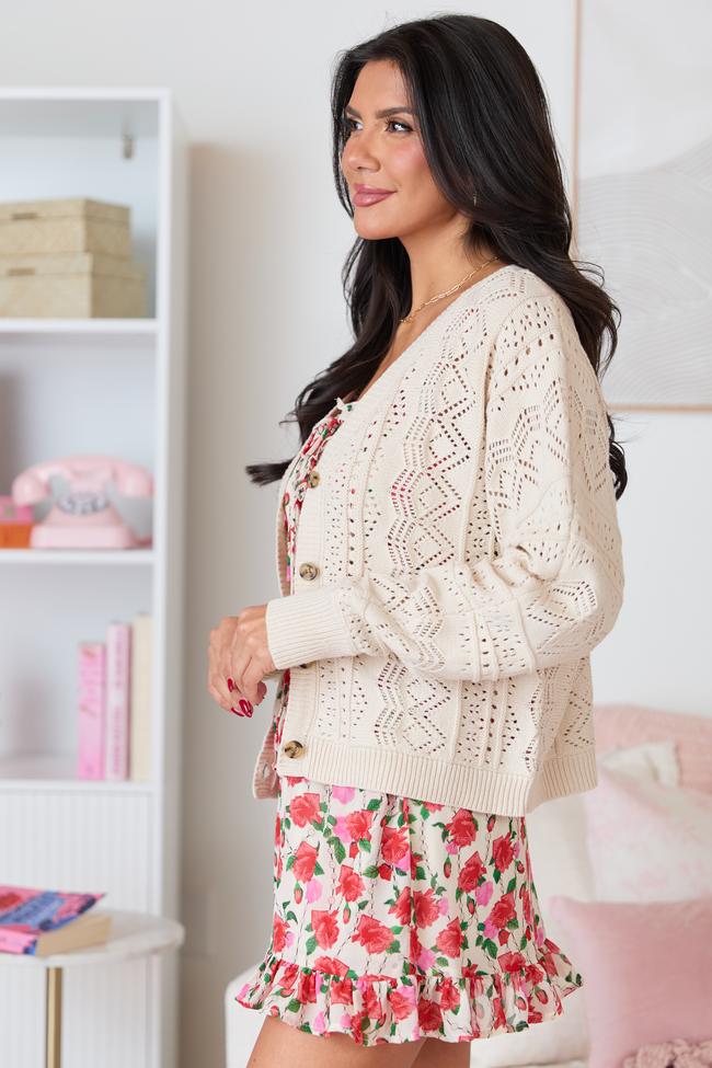 Lasting Impressions Taupe Open Knit Cardigan FINAL SALE Product Image