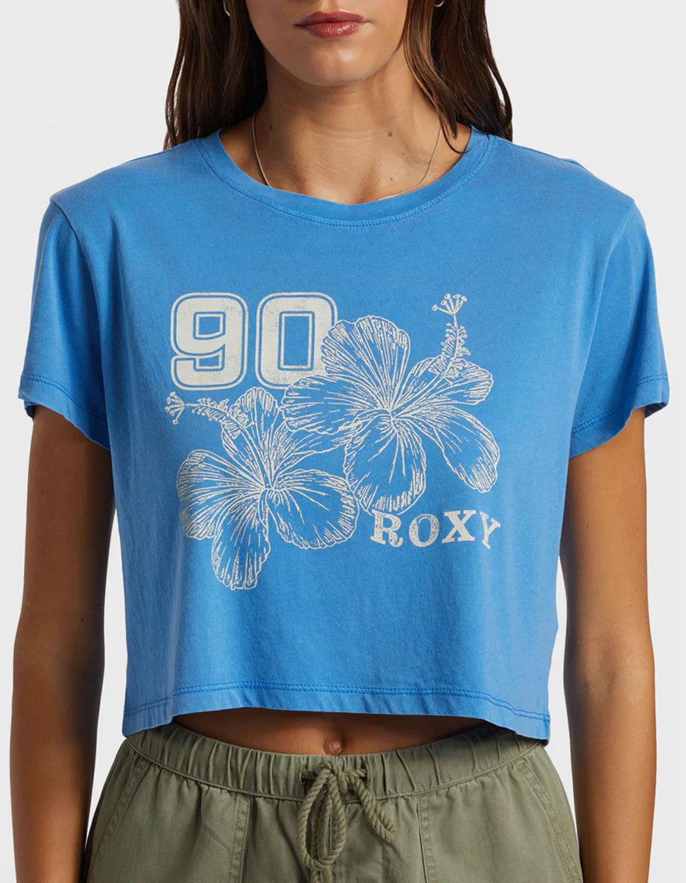 ROXY Hibiscus Collegiate Womens Crop Tee - BLUE Product Image
