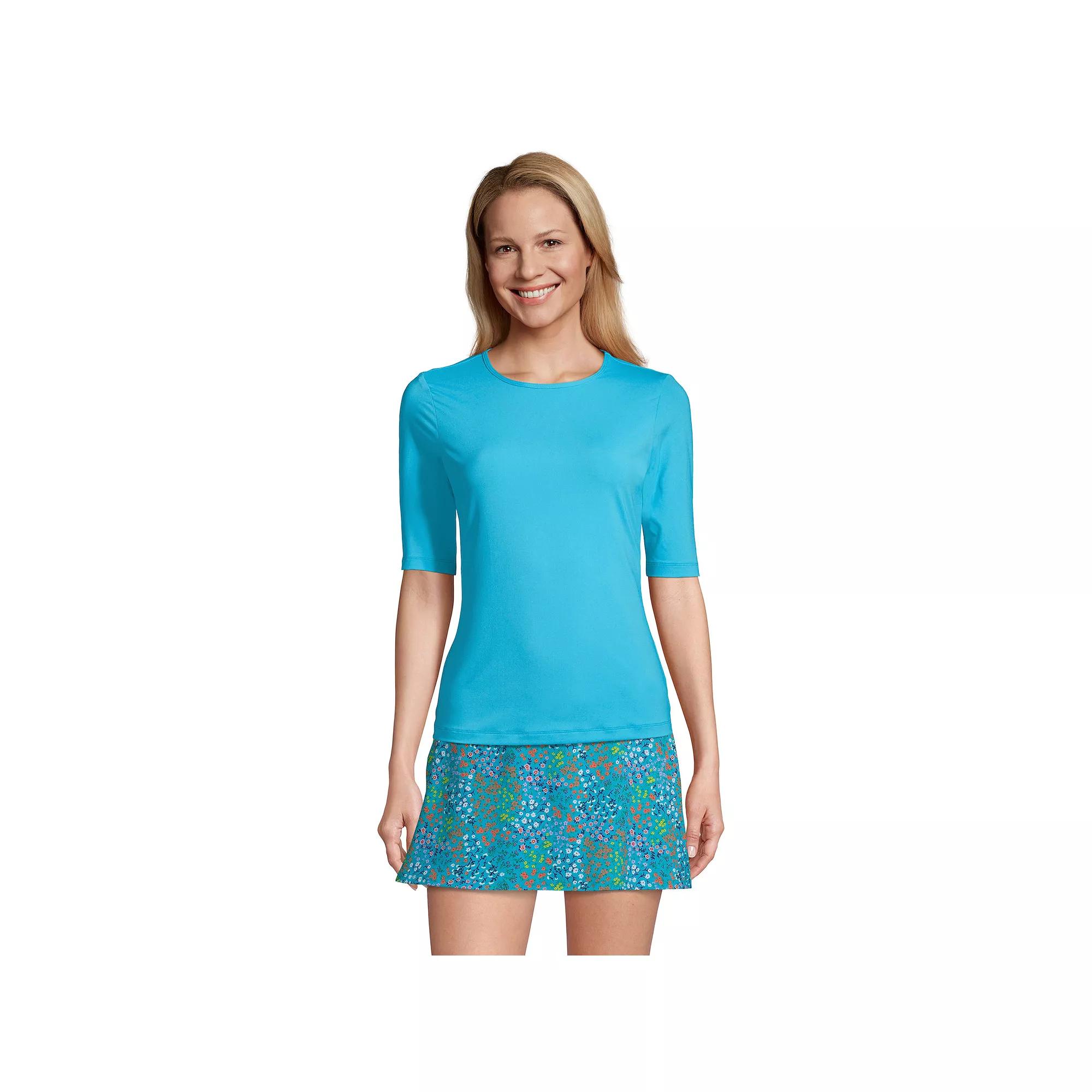Petite Lands' End UPF 50 Elbow-Sleeve Rash Guard Swim Tee, Women's,  Product Image