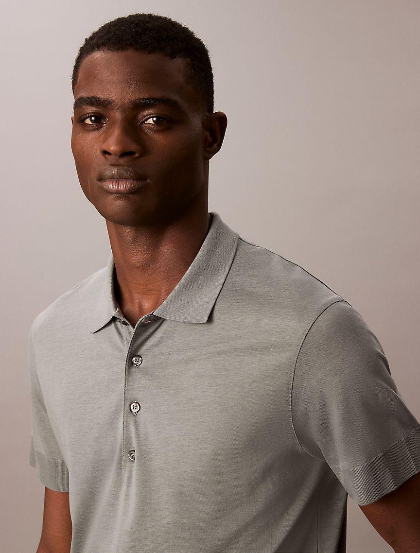 Fine Knit Lyocell Blend Polo Shirt Product Image
