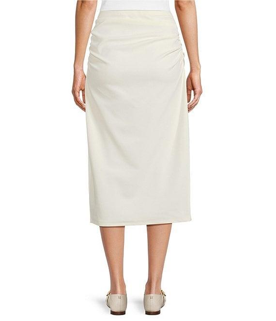 Gibson & Latimer Knit Mid Rise Ruched Pencil Midi Skirt Product Image