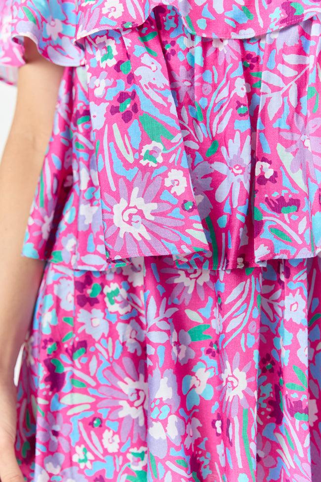 Keeping My Promise Pink Off The Shoulder Floral Printed Mini Dress FINAL SALE Product Image