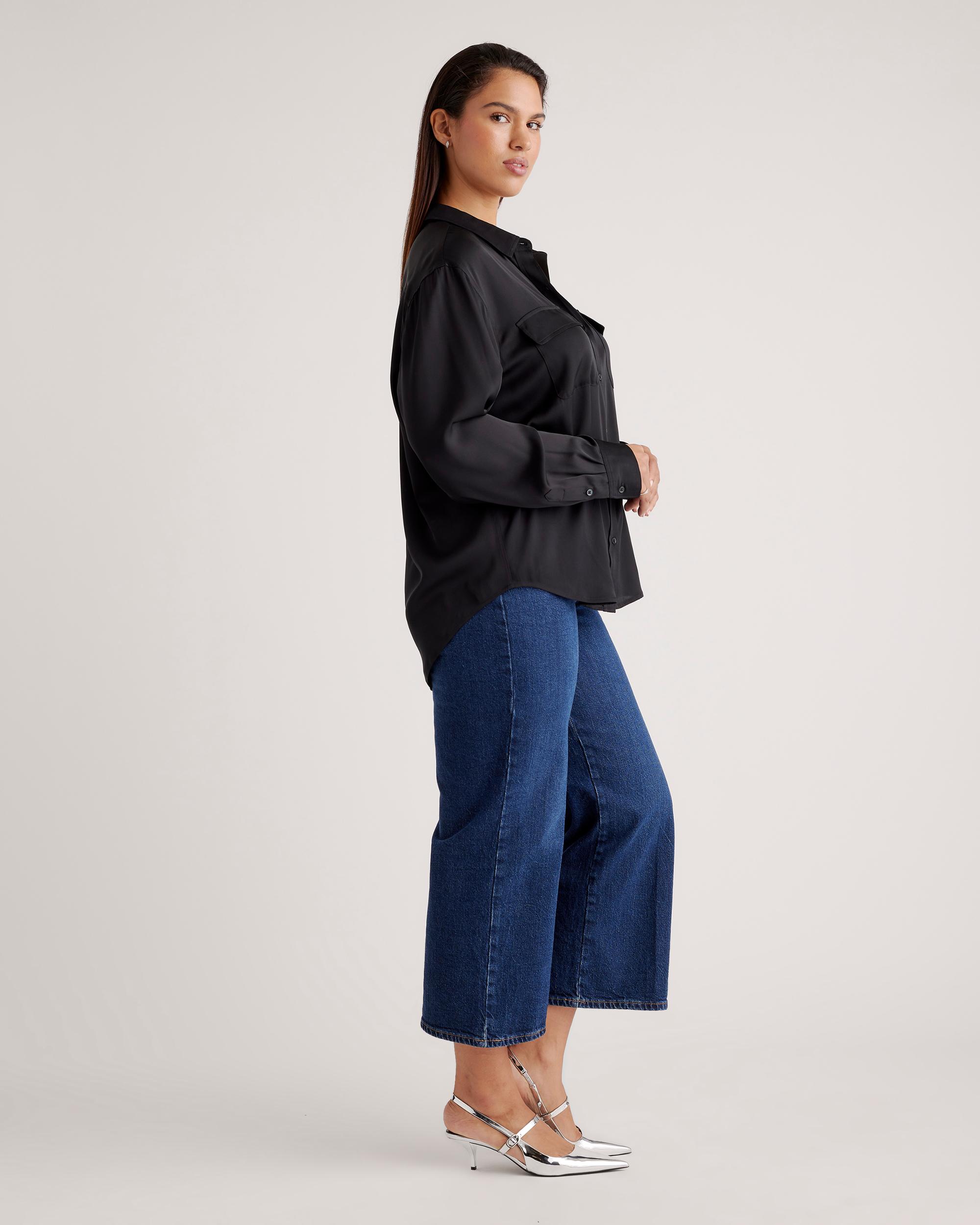 Quince | Women's Washable Stretch Silk Utility Long Sleeve Blouse Product Image