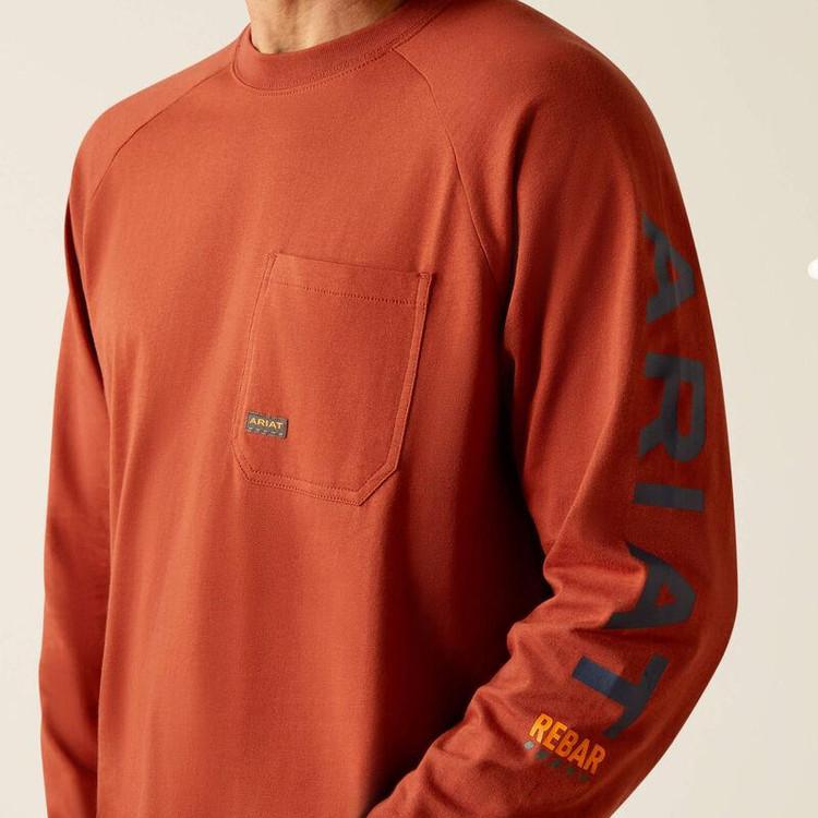 SALE Ariat® Men's Burnt Henna L/S Rebar Cotton Strong T-Shirt Product Image