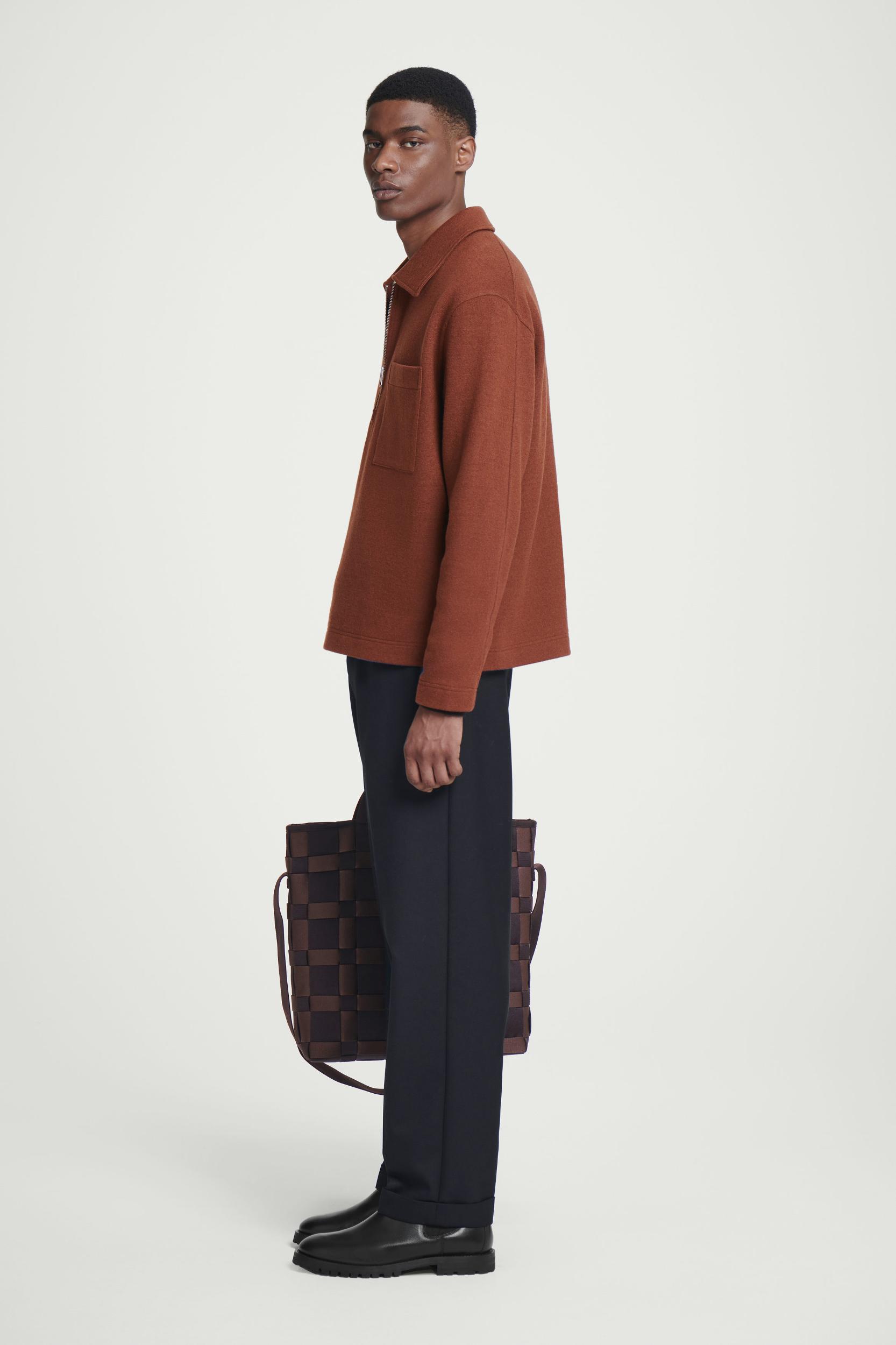 HALF-ZIP BOILED-WOOL SWEATER Product Image