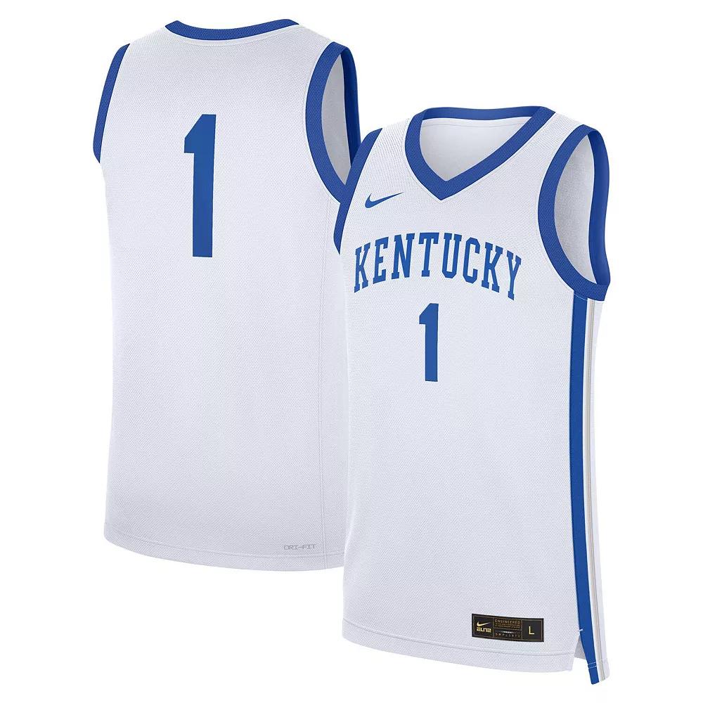 Men's Nike #1 White Kentucky Wildcats Home Replica Jersey,  Product Image