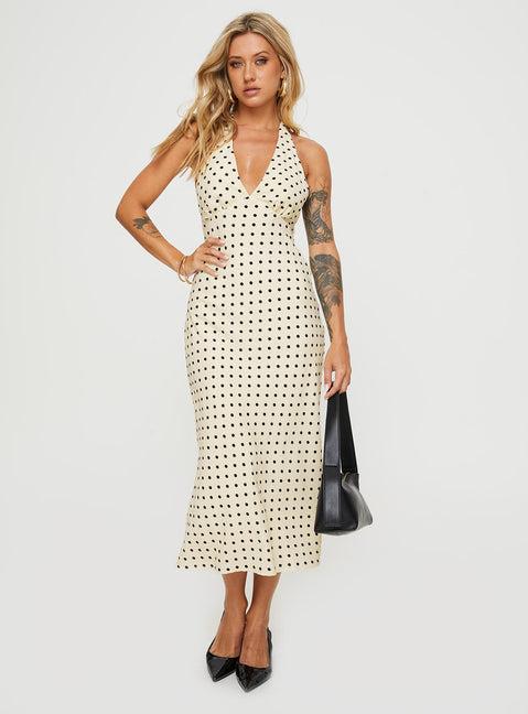 Kimbelle Halter Maxi Dress Cream / Polka Dot Product Image