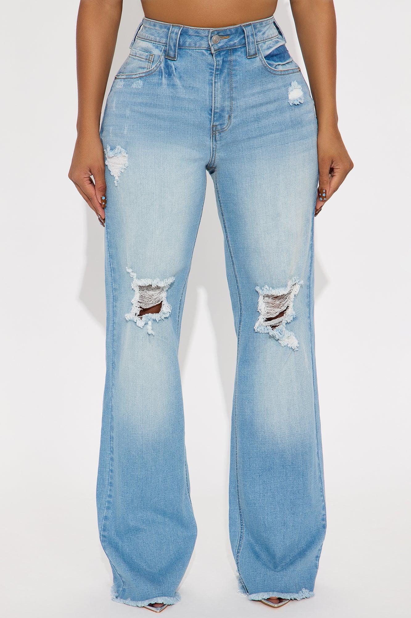 Coldwater Canyon Stretch Ripped Wide Leg Jeans - Light Wash Female Product Image