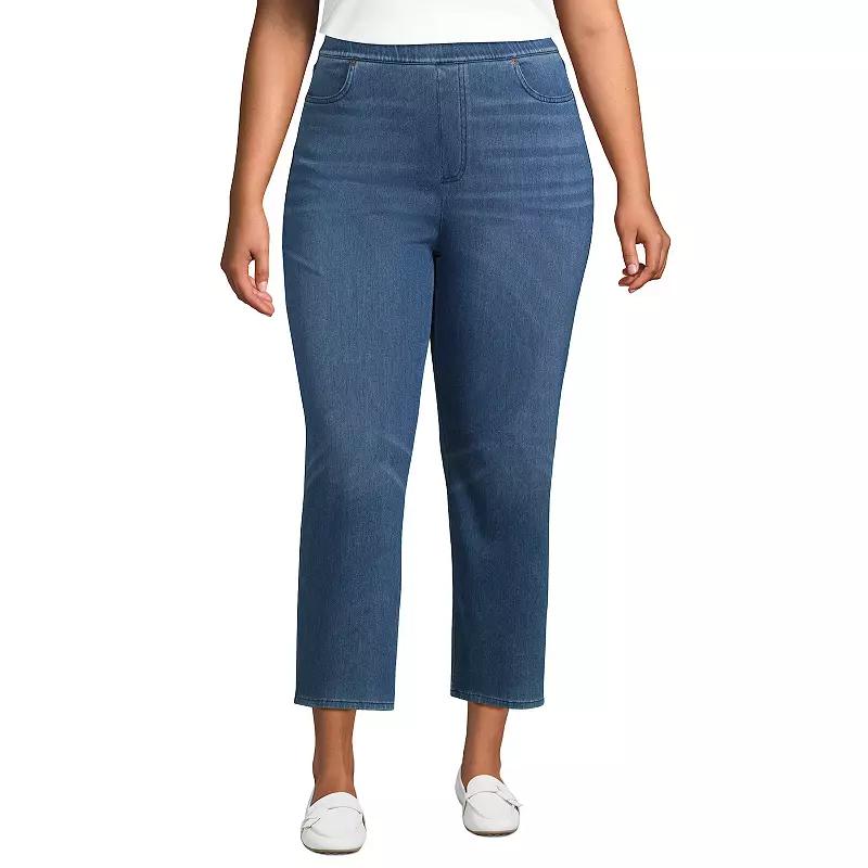 Plus Size Lands' End High Rise Pull On Denim Crop Pants, Women's, Size: 1XL, Medium  Blue Product Image