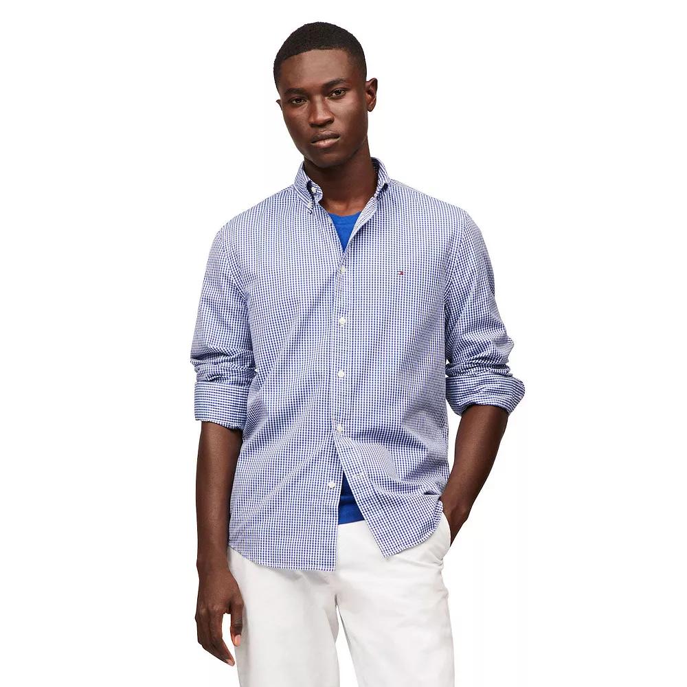 Men's Tommy Hilfiger Flex Poplin Gingham Long Sleeve Shirt,  Product Image