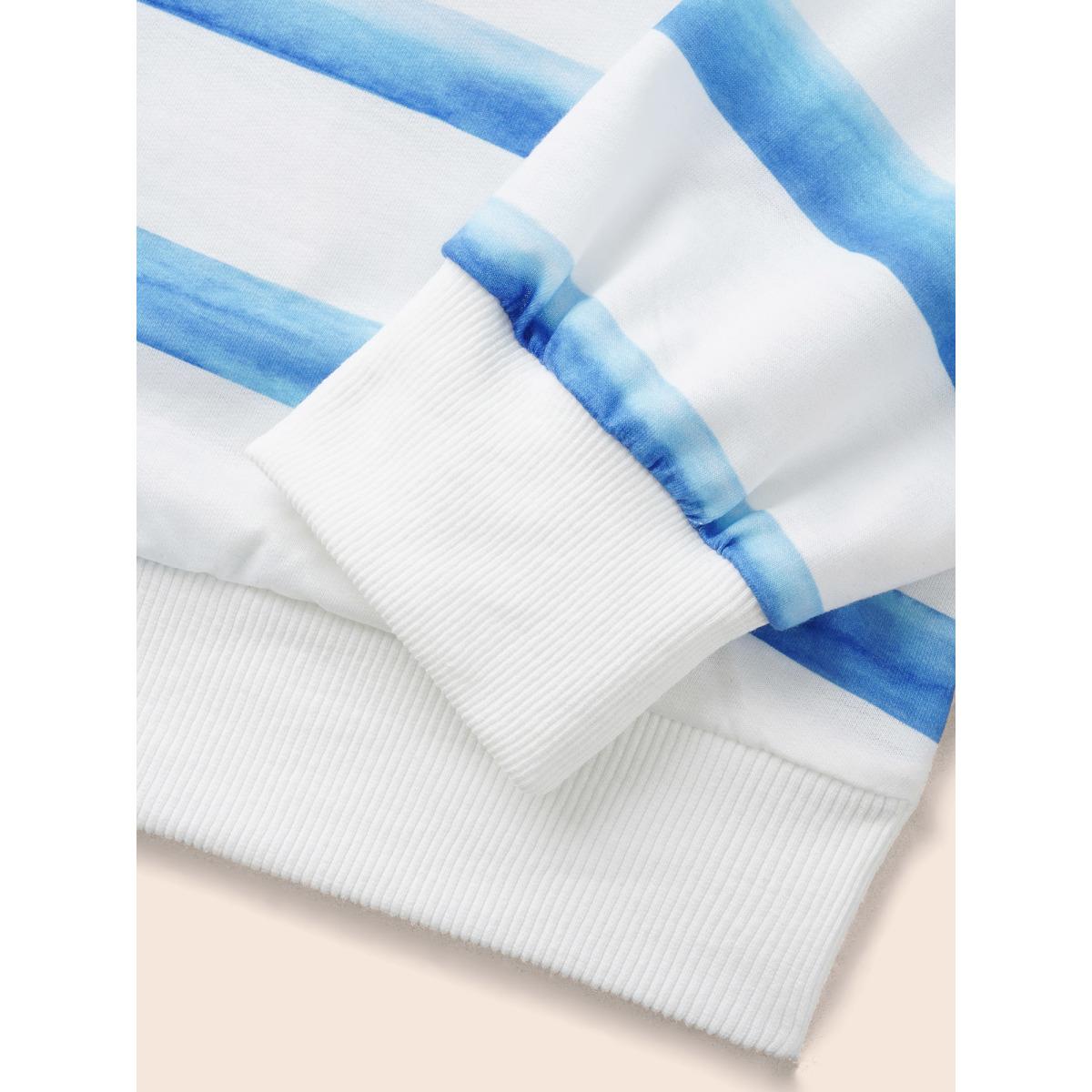 Plus Size Striped Patchwork Round Neck Sweatshirt Women Originalwhite Casual Contrast Round Neck Everyday Sweatshirts BloomChic 22-24/3X Product Image