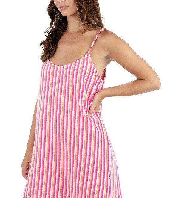Hurley Terry Stripe Scoop Neck Spaghetti Strap Swim Cover-Up Dress Product Image