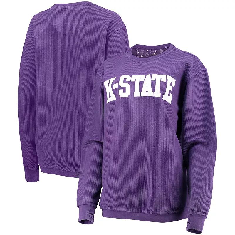 Women's Pressbox Purple Kansas State Wildcats Comfy Cord Vintage Wash Basic Arch Pullover Sweatshirt,  Product Image