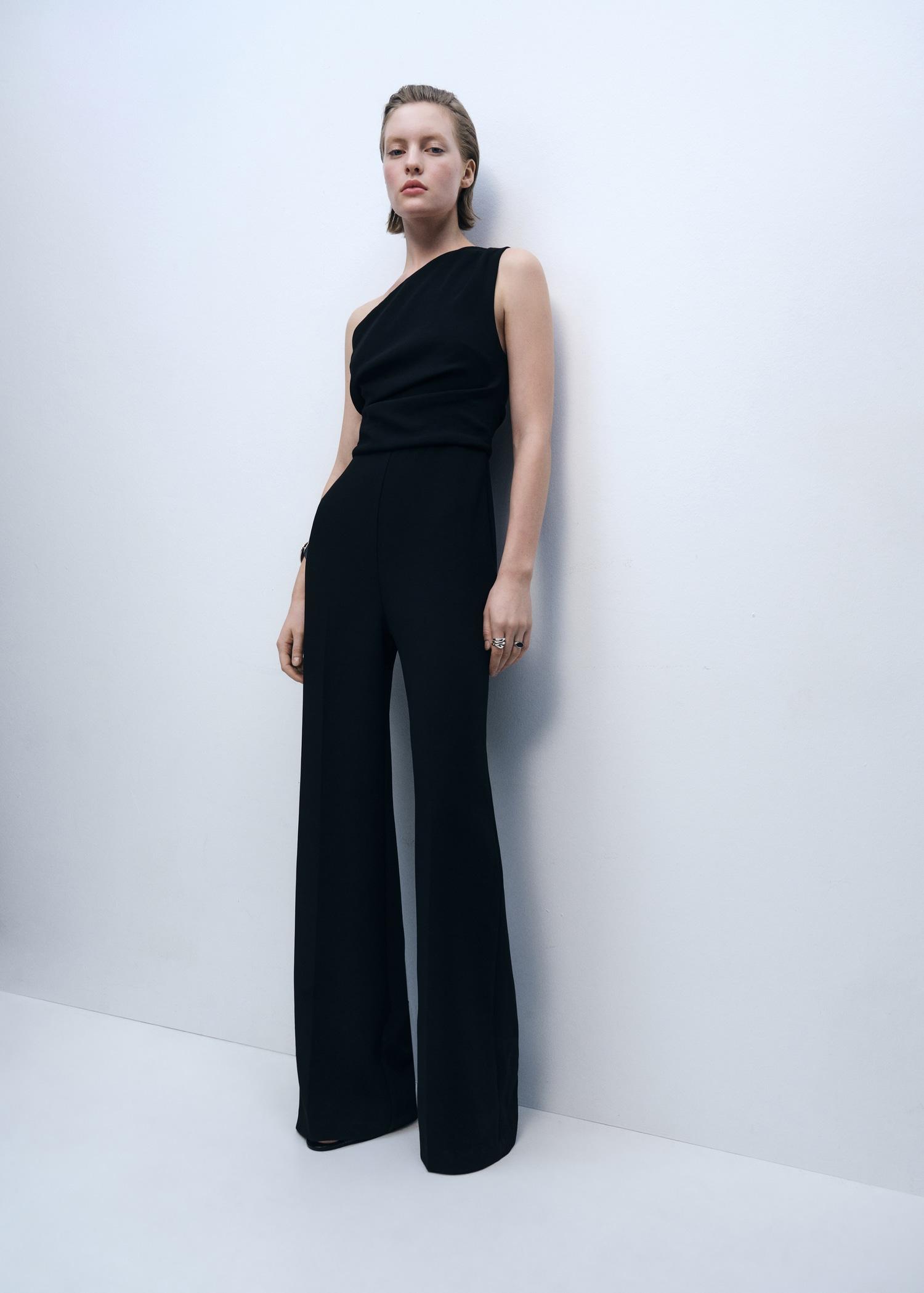 Asymmetrical jumpsuit with draped detail - Women | MANGO USA Product Image