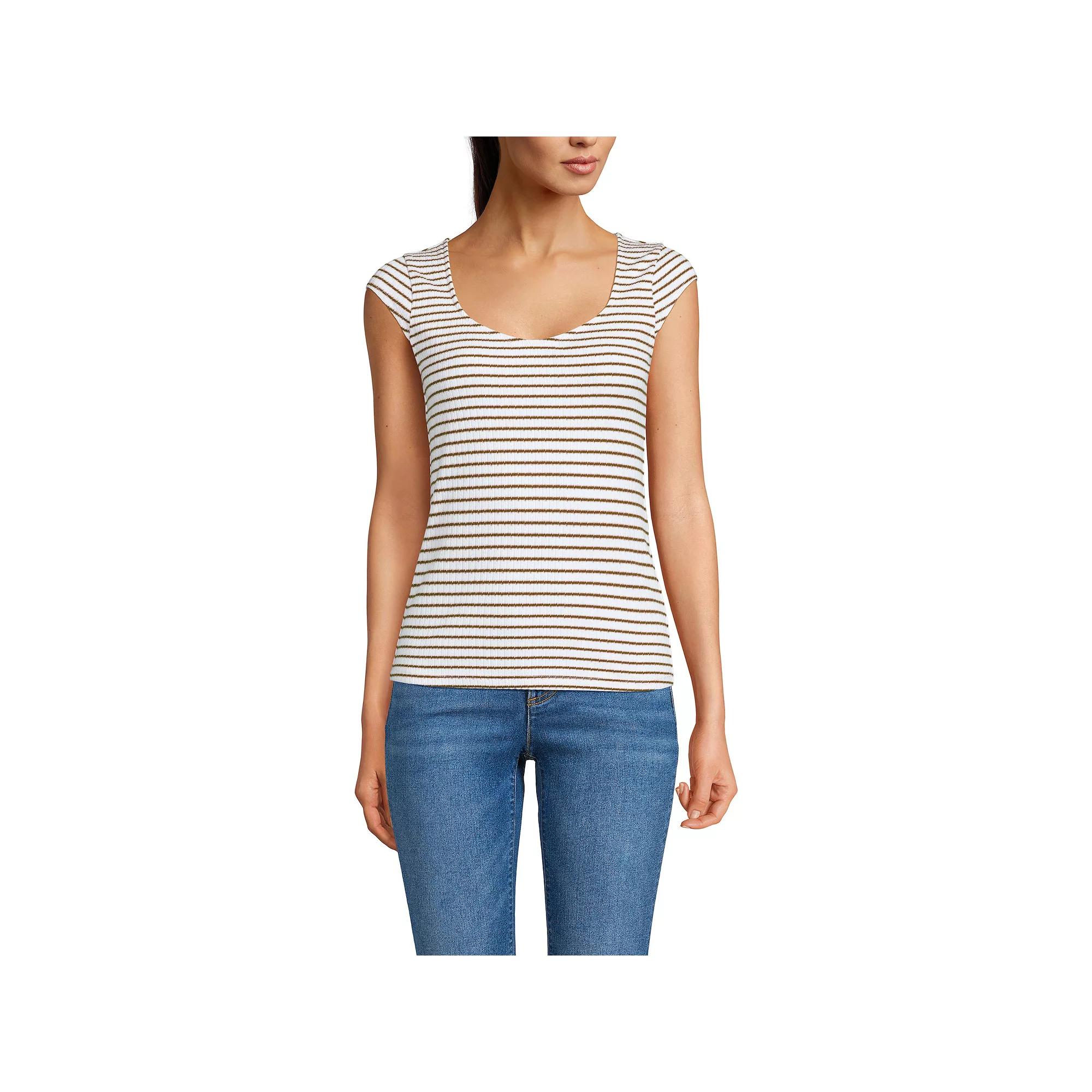 Women's Lands' End Pointelle Cap Sleeve Top,  Product Image