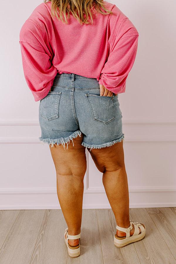 The Hazel Midrise Frayed Shorts Curves Product Image