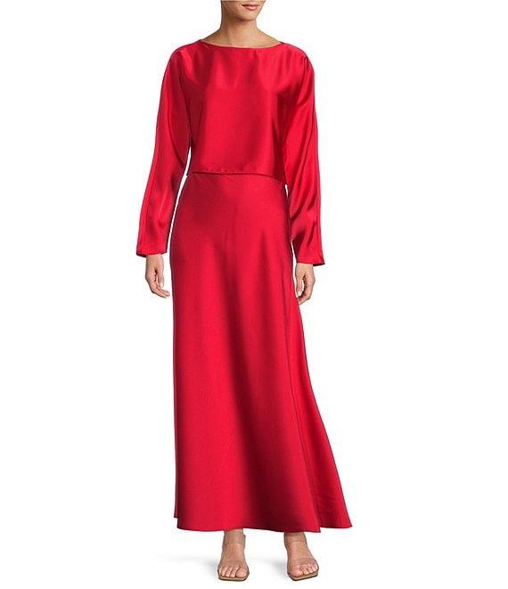 Antonio Melani Bella A-Line Coordinating Satin Maxi Skirt Product Image