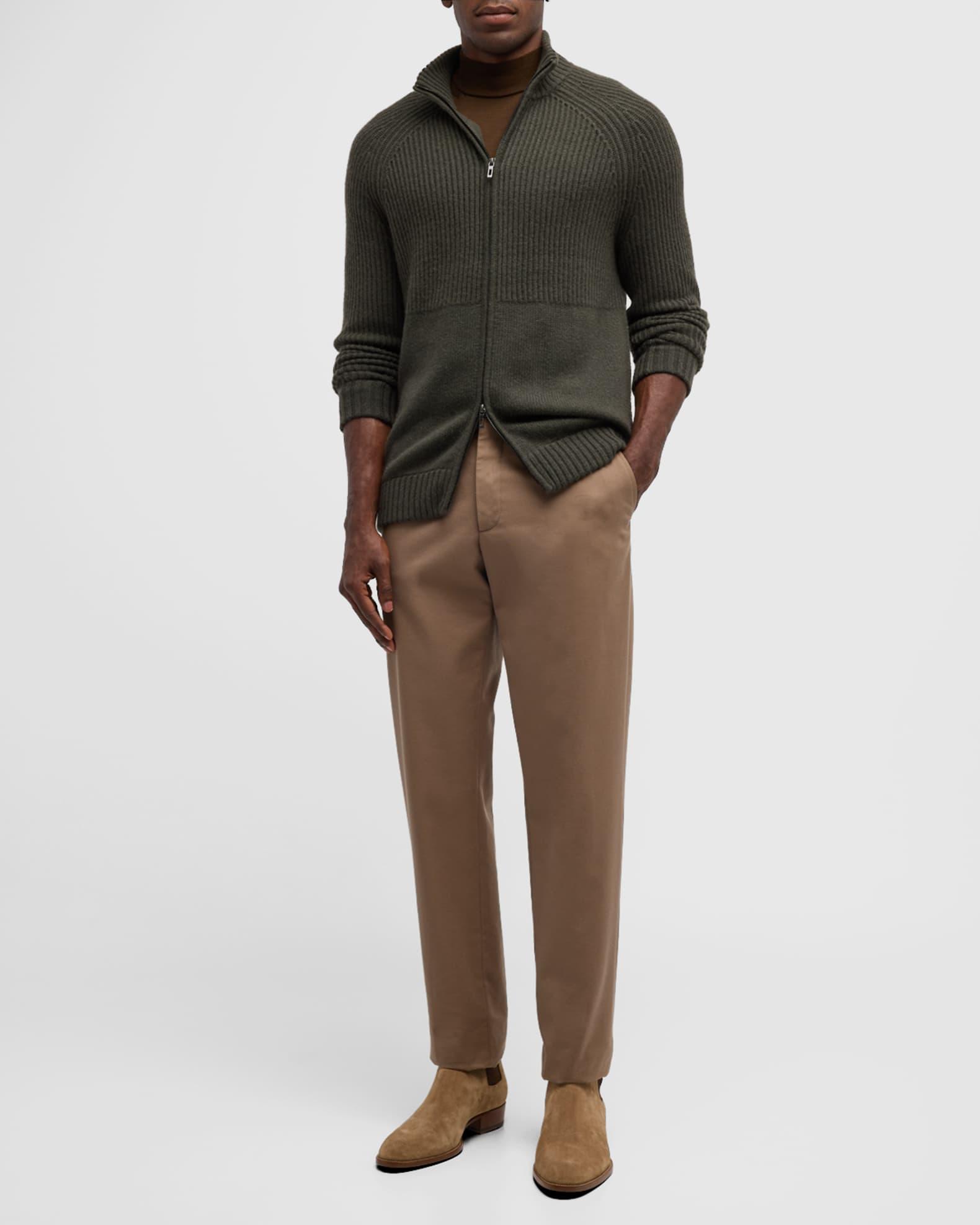 Mens Mixed Rib Full-Zip Sweater Product Image